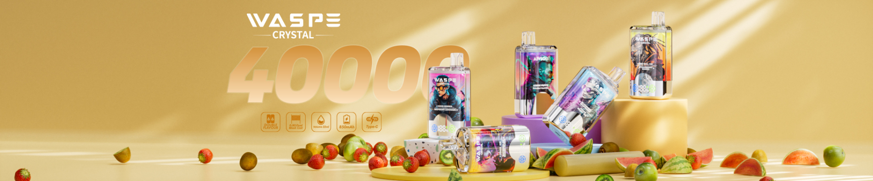 Waspe Vape 40000 Twin Flavor Waspe 40K E Vape Crystal Electronic Cigarette Disposable Vape