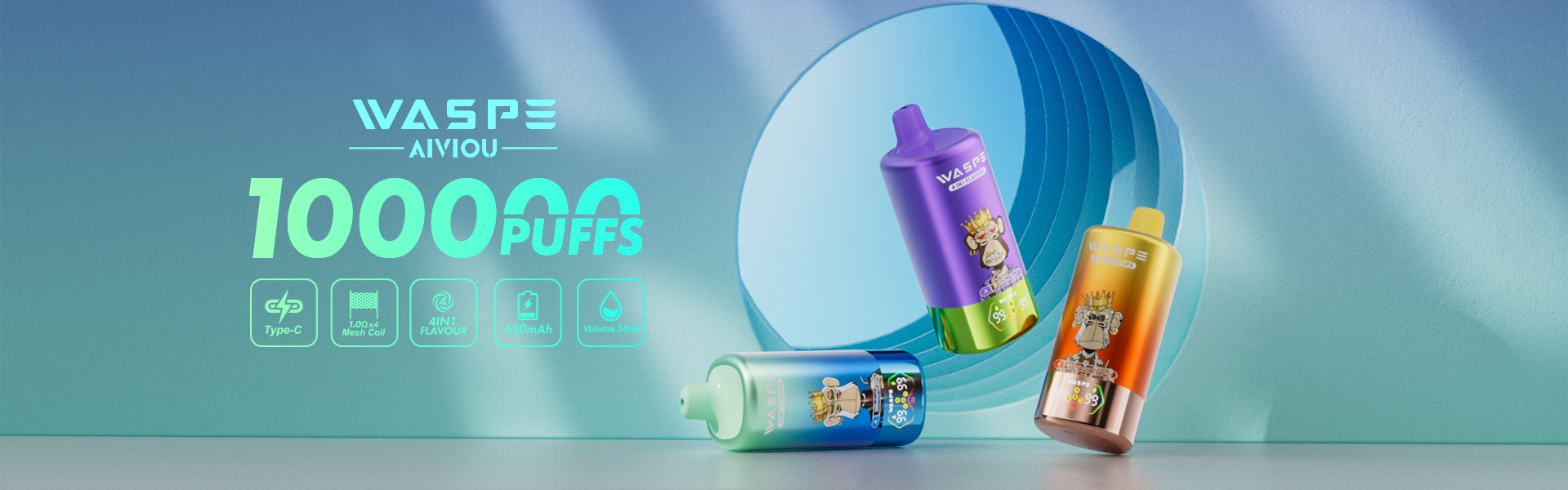 Waspe 100000 Puffs Quadruple Flavors 4 in 1 Tornado Vaper 100K 60K E Cigarette Wholesale Rechargeable Vapor EU Warehouse Spain