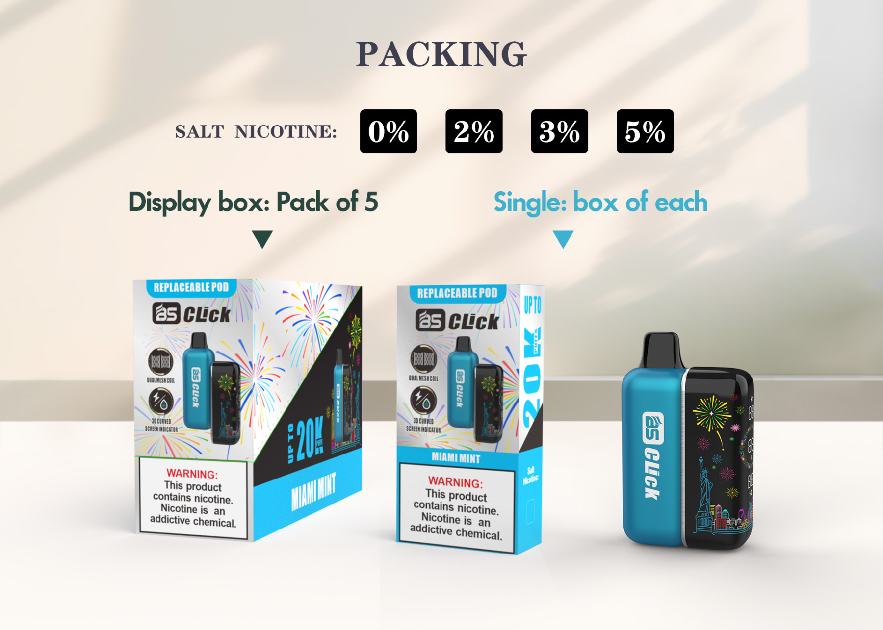 Breze Stiik BS Click Mesh Replacement Disposable Vape Pod with 20000 Puffs E-Cig Tank E-Cigarette Vape Pen 20K Vapor
