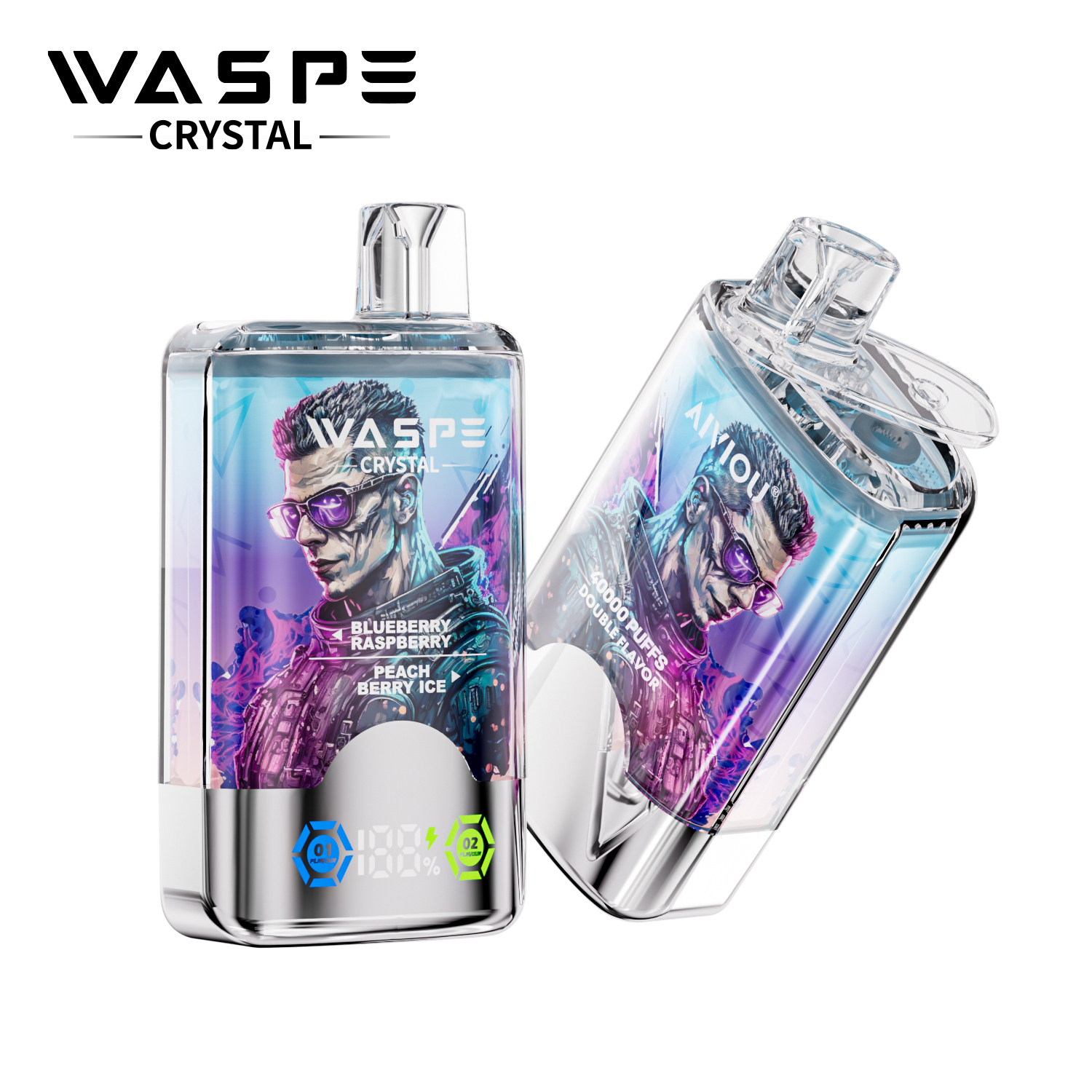 Waspe Vape 40000 Twin Flavor Waspe 40K E Vape Crystal Electronic Cigarette Disposable Vape