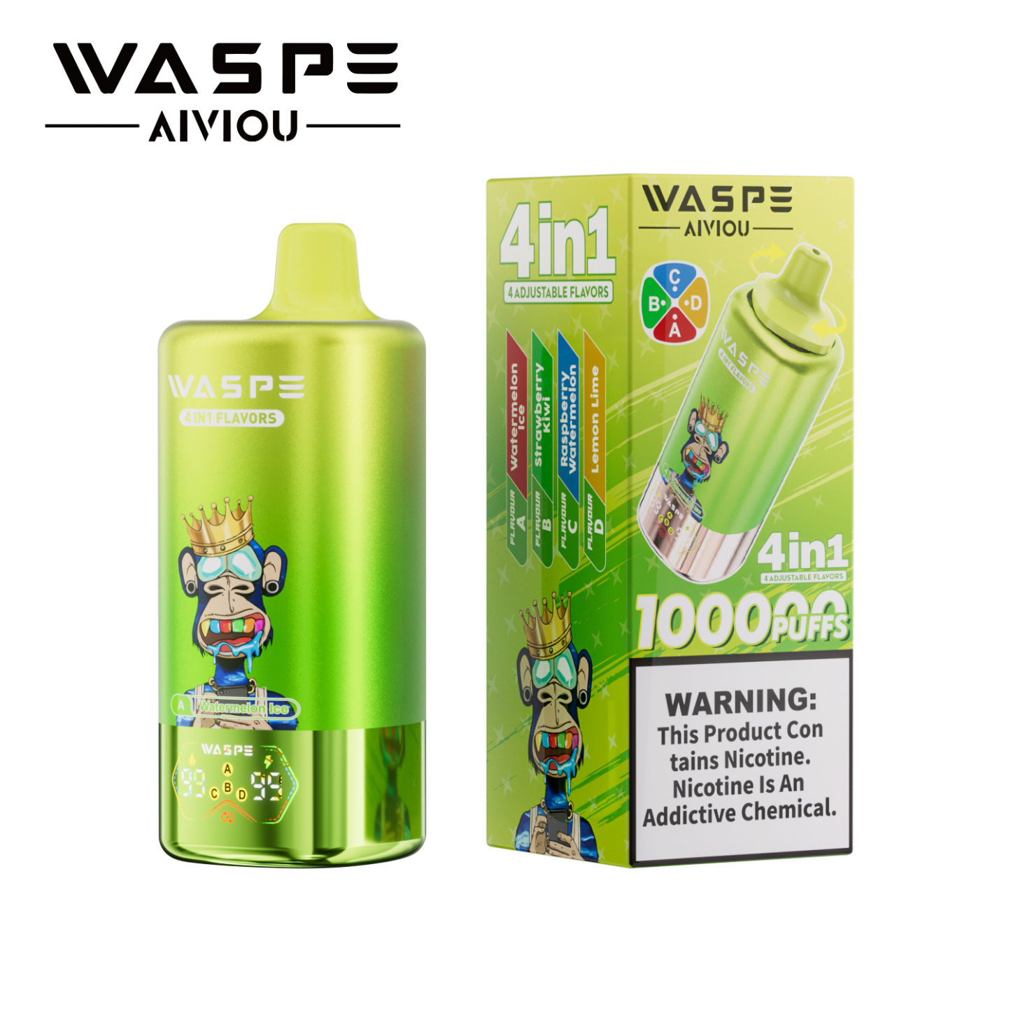 Waspe 100000 Puffs Quadruple Flavors 4 in 1 Tornado Vaper 100K 60K E Cigarette Wholesale Rechargeable Vapor EU Warehouse Spain