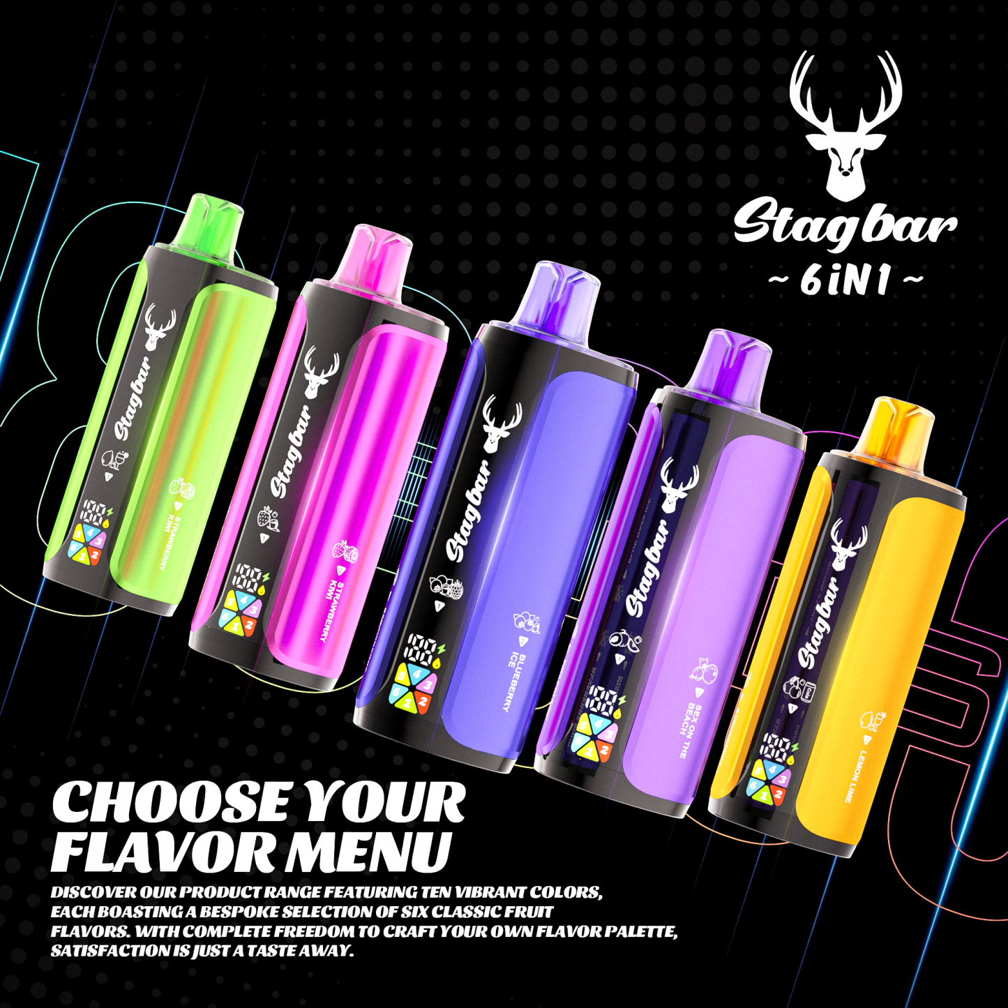 Stag Bar 6in1 180K Puffs Disposable Vape Pod Vapers 100K 80K 75K 1200K Puffs Vaporizer E Hookah Vape Cartridge Pods Stagbar 6in1 180000 Puff