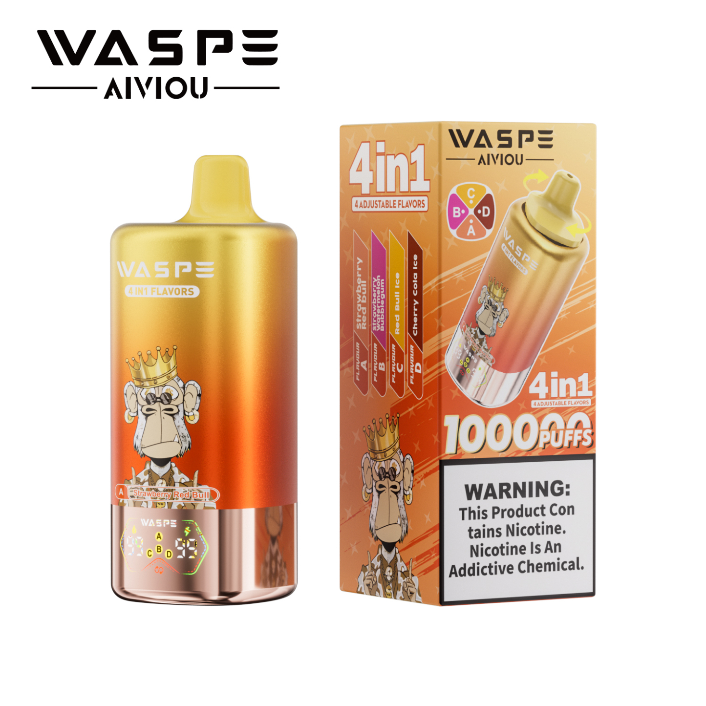 Waspe 100000 Puffs Quadruple Flavors 4 in 1 Tornado Vaper 100K 60K E Cigarette Wholesale Rechargeable Vapor EU Warehouse Spain
