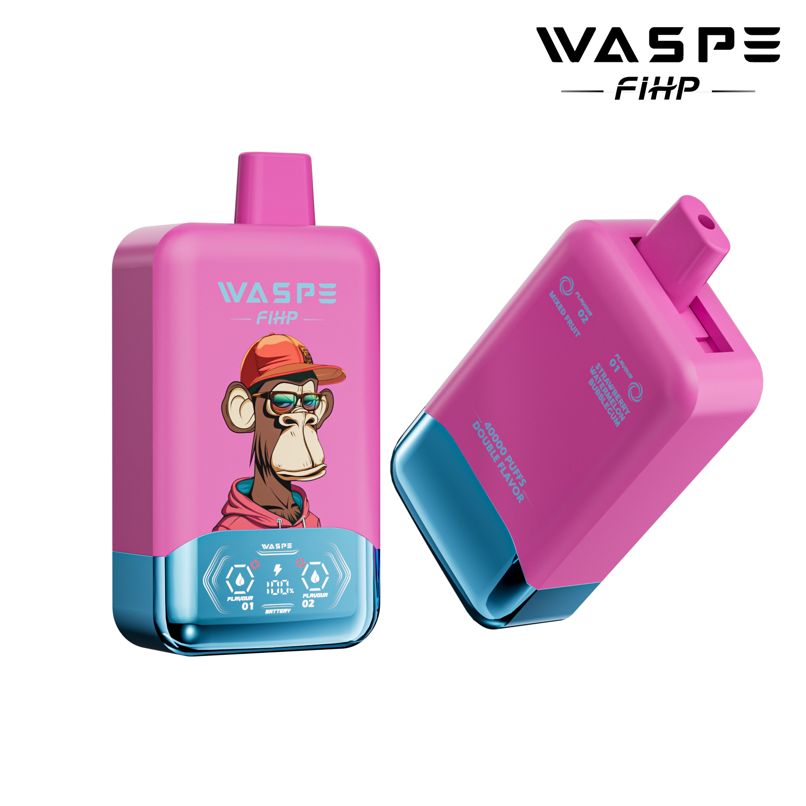 Waspe 40000 Puffs 2 in 1 Vaper Puff Bar Wholesale Disposable Vape Pen E Cigarette  40K Dual Flavors Twins Vapes  Ecigs