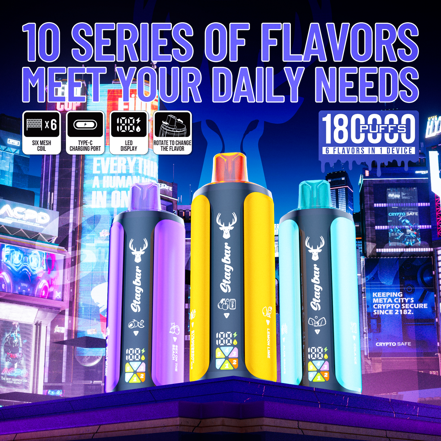 Stag Bar 6in1 180K Puffs Disposable Vape Pod Vapers 100K 80K 75K 1200K Puffs Vaporizer E Hookah Vape Cartridge Pods Stagbar 6in1 180000 Puff