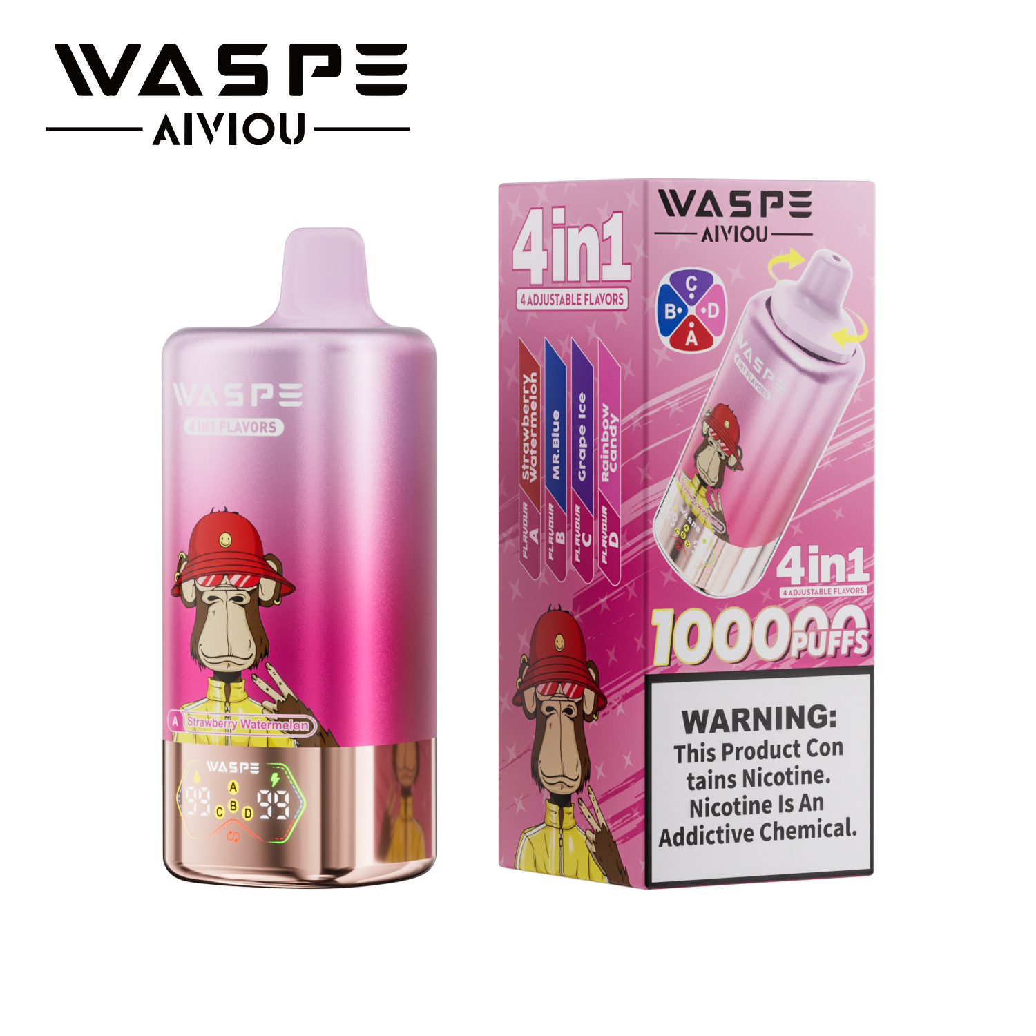 Waspe 100000 Puffs Quadruple Flavors 4 in 1 Tornado Vaper 100K 60K E Cigarette Wholesale Rechargeable Vapor EU Warehouse Spain