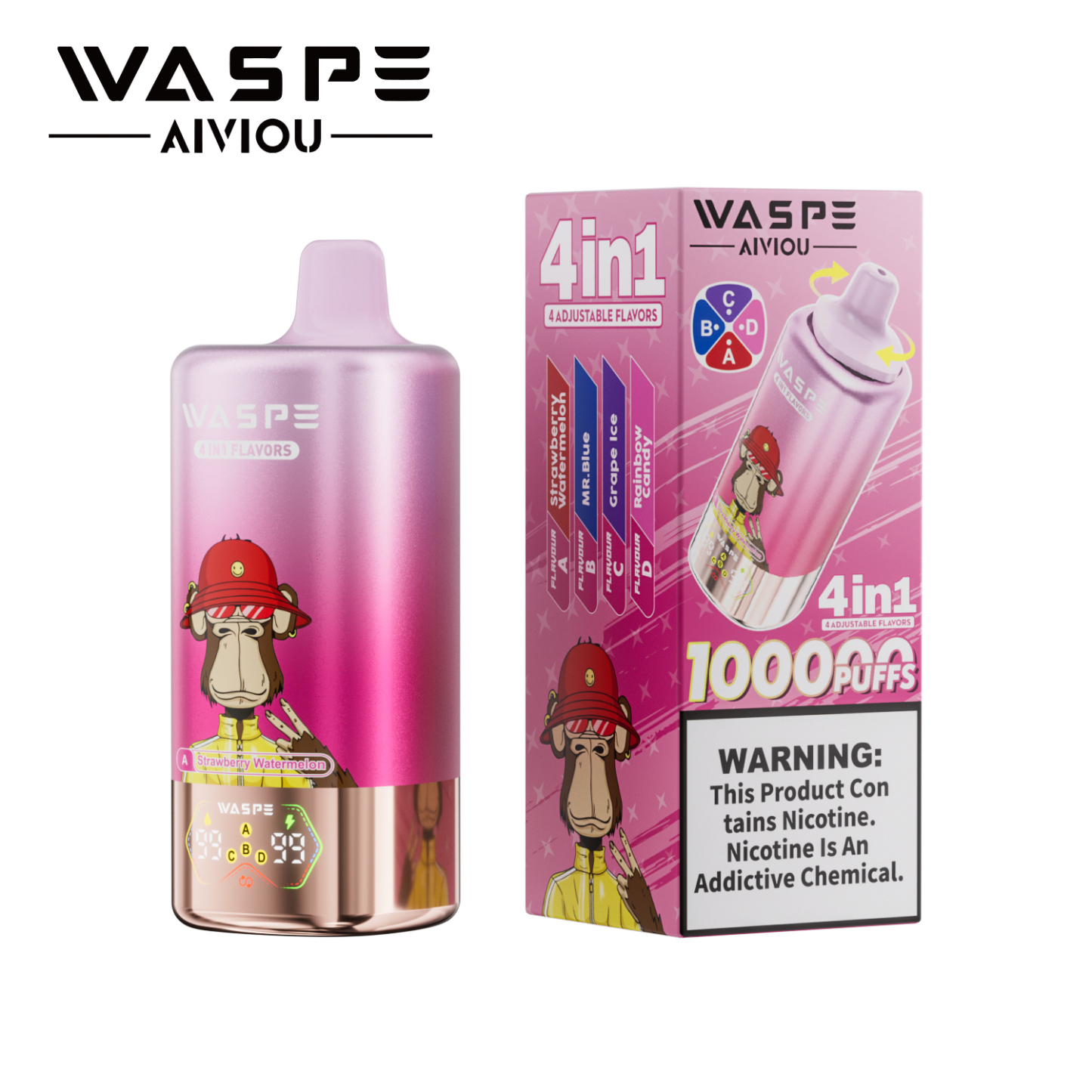 Waspe 100000 Puffs Quadruple Flavors 4 in 1 Tornado Vaper 100K 60K E Cigarette Wholesale Rechargeable Vapor EU Warehouse Spain