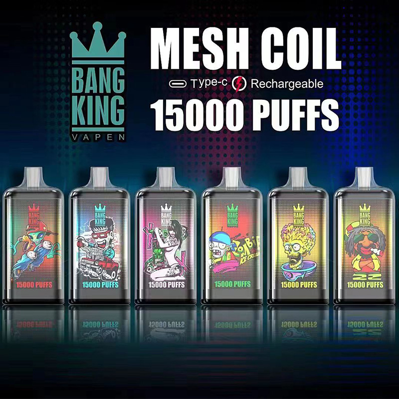Orginal Bang King 15000 Puff 15k Disposable 650mah Vapes Pen E Cigarette 0% 2% 3% 5% Vaporizer Rechargeable 13450mAh Battery Prefilled 25ml Mesh Coil 20Flavors-Ecloudvaping
