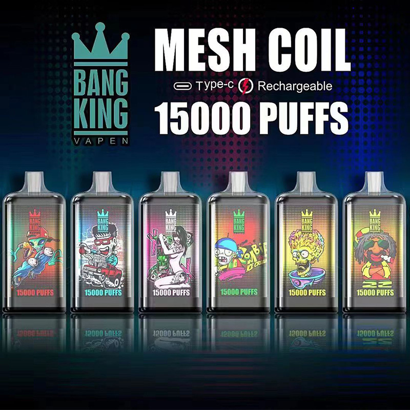 Orginal Bang King 15000 Puff 15k Disposable 650mah Vapes Pen E Cigarette 0% 2% 3% 5% Vaporizer Rechargeable 13450mAh Battery Prefilled 25ml Mesh Coil 20Flavors-Ecloudvaping