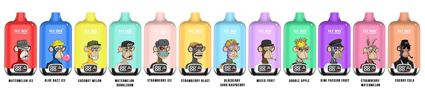 Original ELF BOX digital 12000 Puffs Puff 12k Disposable Vape LED Display Mesh Coil Adjustable Airflow Pre-filled 25ml Rechargeable -Ecloudvaping