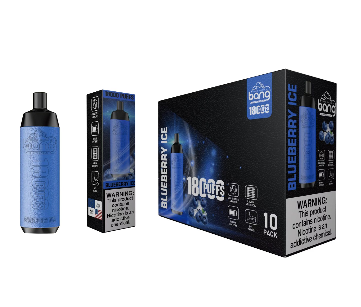 Original Bang 18000 puffs Disposable Vape Mesh Coil Shisha Bar Style Detachable E Cigarette Adjustable Airflow Pod Device puff 18k vaper vs Al Fakher Big Cloud-Ecloudvaping