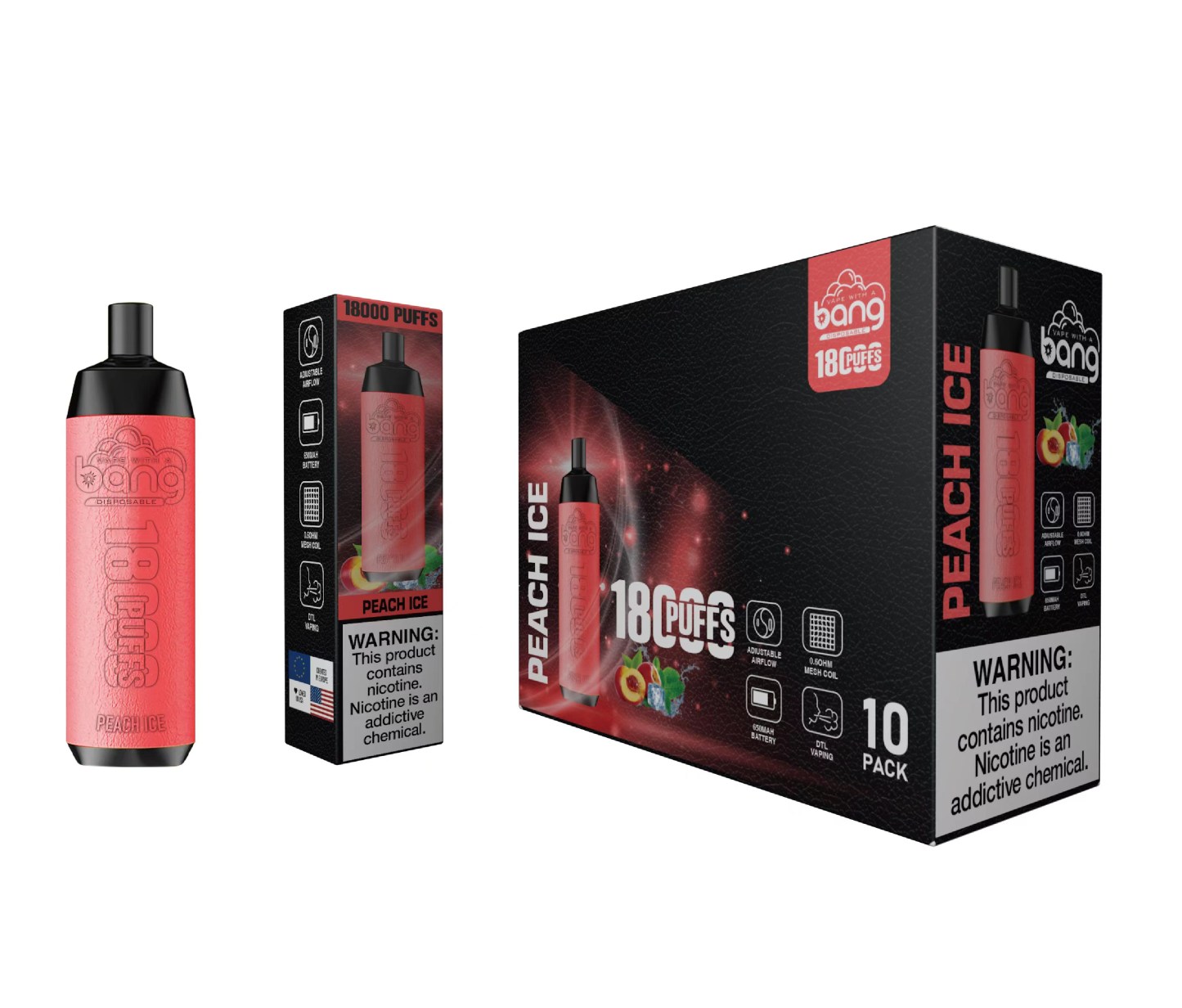 Original Bang 18000 puffs Disposable Vape Mesh Coil Shisha Bar Style Detachable E Cigarette Adjustable Airflow Pod Device puff 18k vaper vs Al Fakher Big Cloud-Ecloudvaping