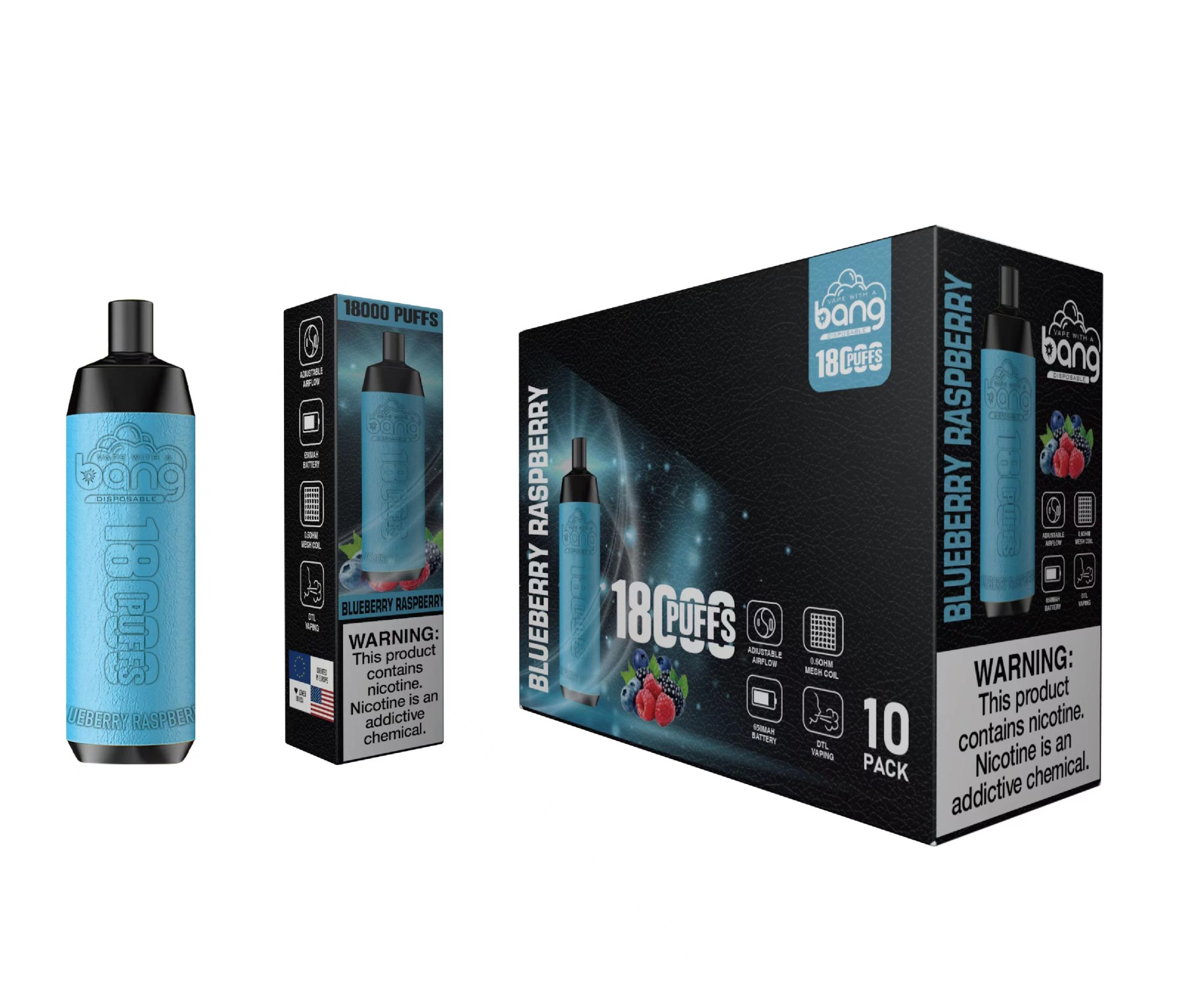 Original Bang 18000 puffs Disposable Vape Mesh Coil Shisha Bar Style Detachable E Cigarette Adjustable Airflow Pod Device puff 18k vaper vs Al Fakher Big Cloud-Ecloudvaping