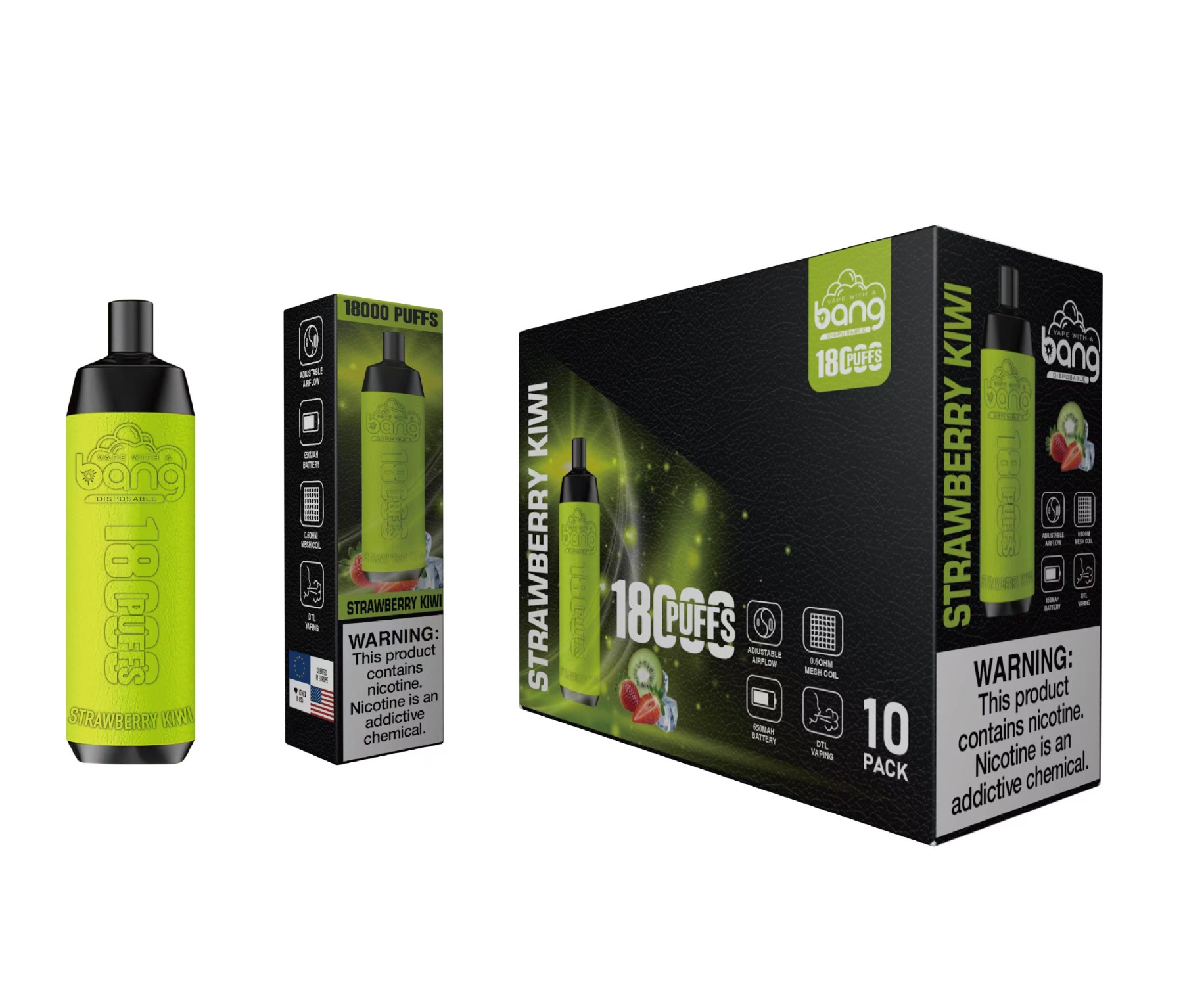 Original Bang 18000 puffs Disposable Vape Mesh Coil Shisha Bar Style Detachable E Cigarette Adjustable Airflow Pod Device puff 18k vaper vs Al Fakher Big Cloud-Ecloudvaping