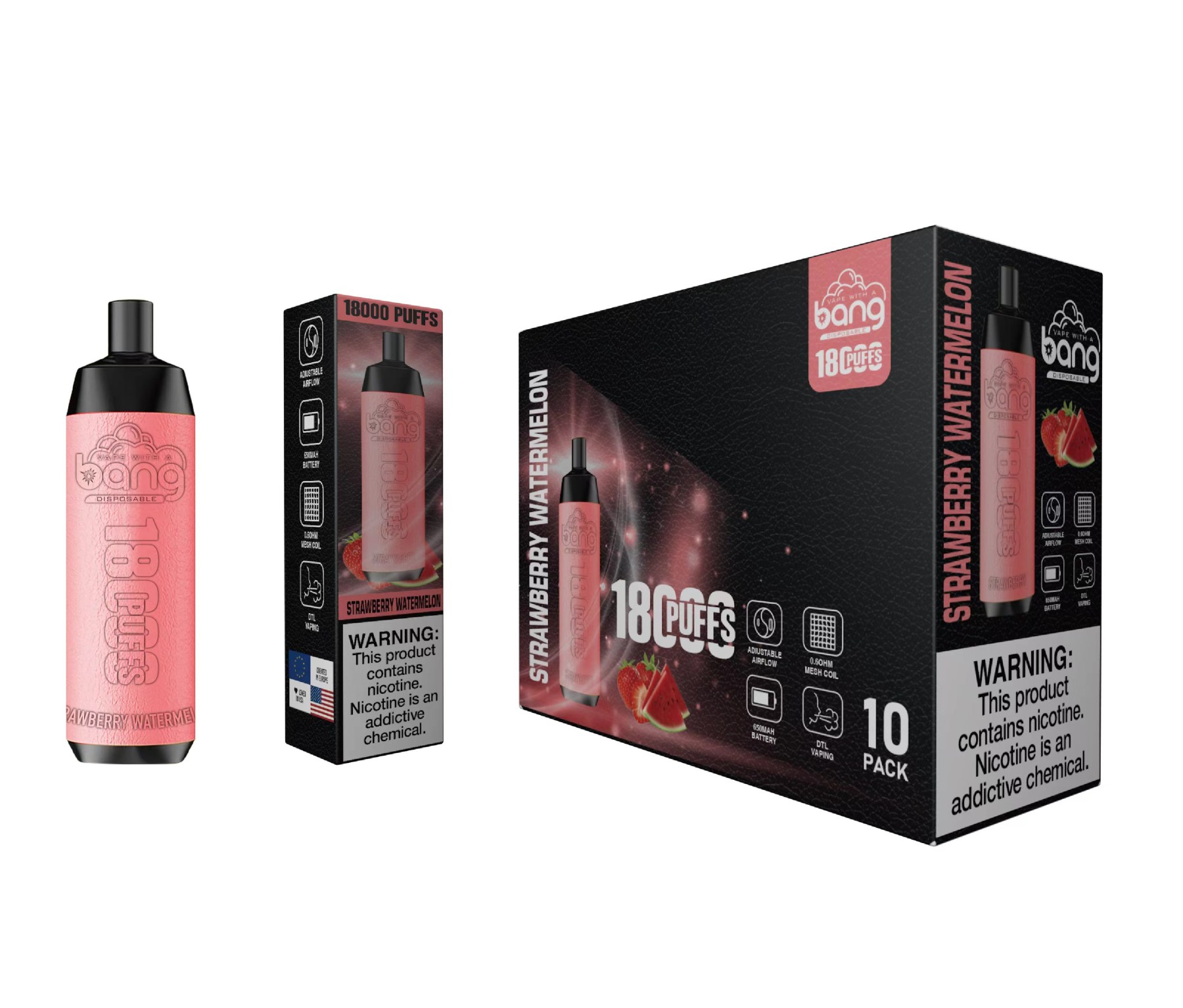 Original Bang 18000 puffs Disposable Vape Mesh Coil Shisha Bar Style Detachable E Cigarette Adjustable Airflow Pod Device puff 18k vaper vs Al Fakher Big Cloud-Ecloudvaping