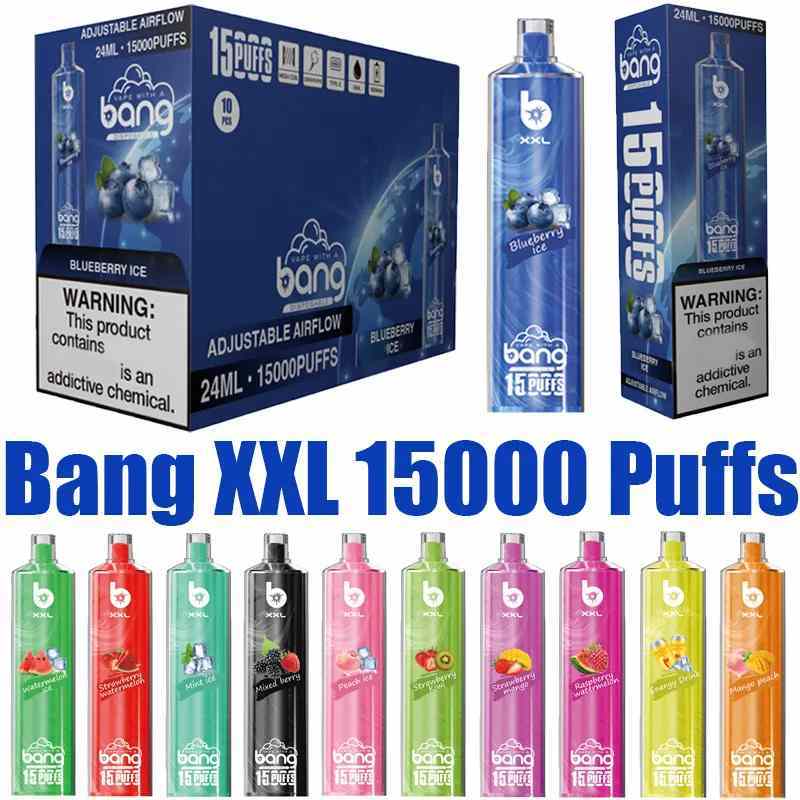Original Crystal Bang XXL SHISHA Hookah 15000 Puffs Disposable Vape 0.6ohm Coil 600mAh BANG XXL 15k Rechargeable Battery 25ml Prefilled Pod Flavors -Ecloudvaping