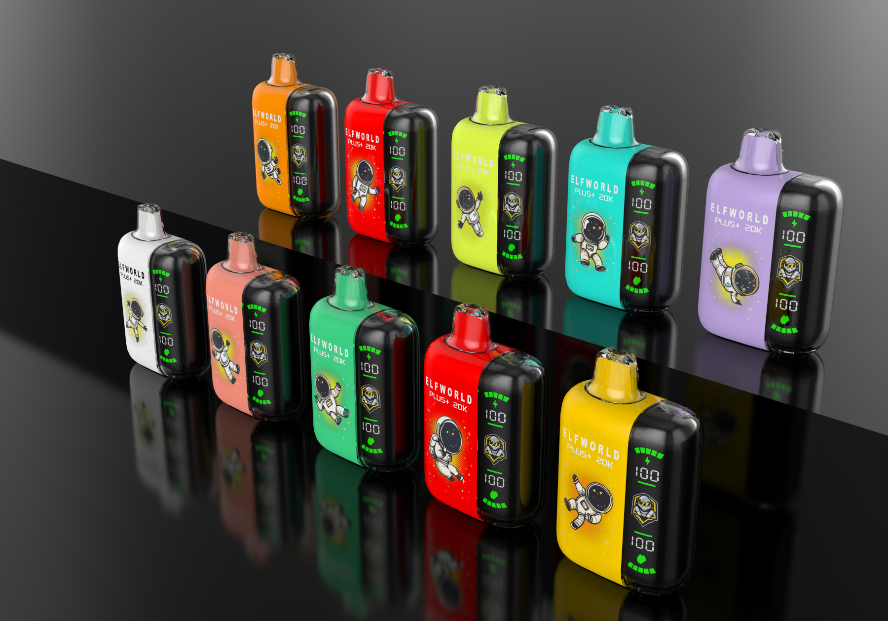  Original New Tech Display Elfworld Plus 20K Pulse Dual Displayors Wholesale Disposable 20000puffs Orion Lost Vaporizer E Cigarette Shisha Dual Mesh Coil Bar Disposable