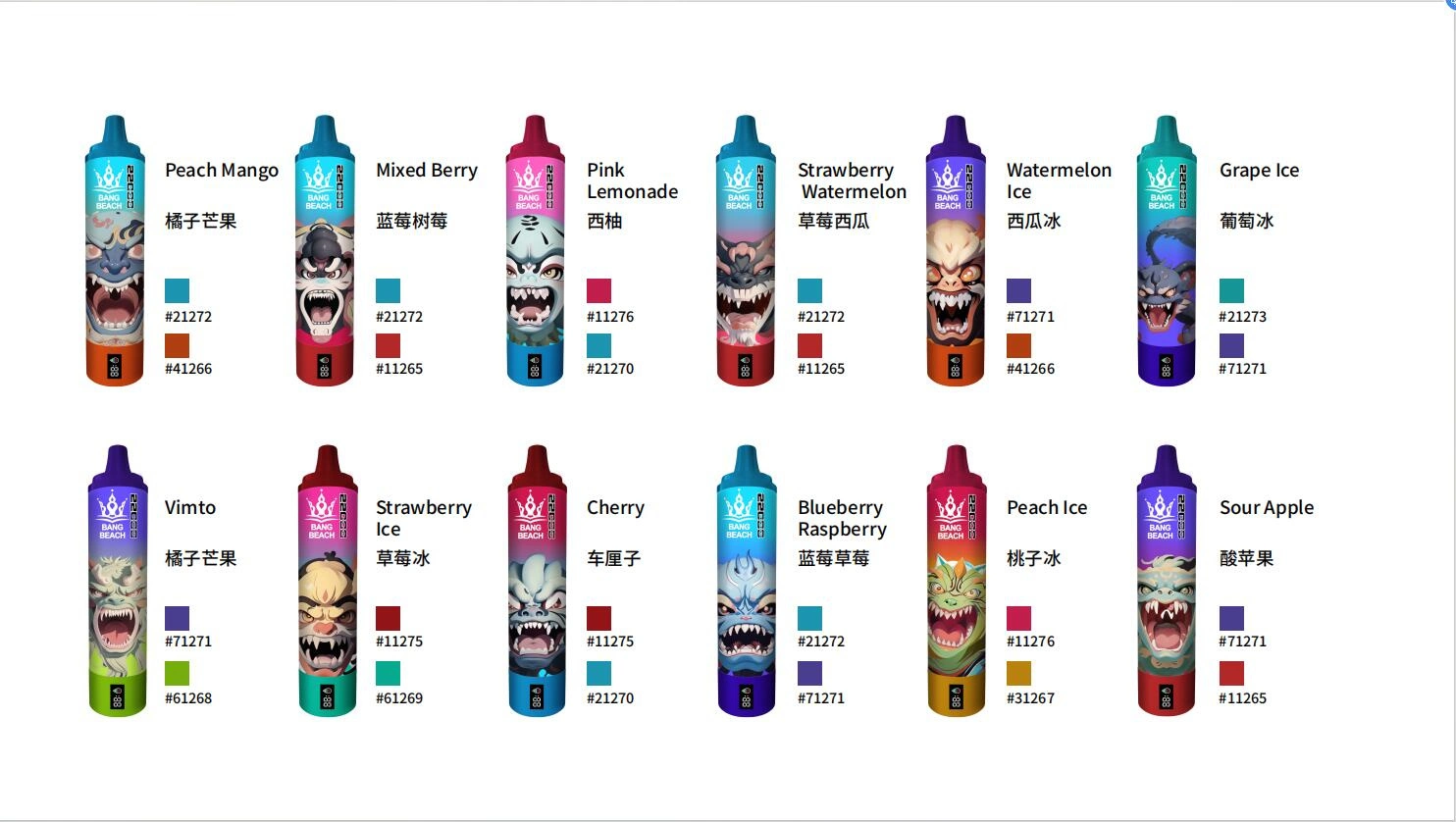 Bang Beach 22000 Puffs Smart Screen Vape Disposable E Cigarettes 0% 2% 3% 5% 36ml Prefilled Pod Mesh Coil 850mah Rechargeable Battery Pen Vapers Device-Ecloudvaping