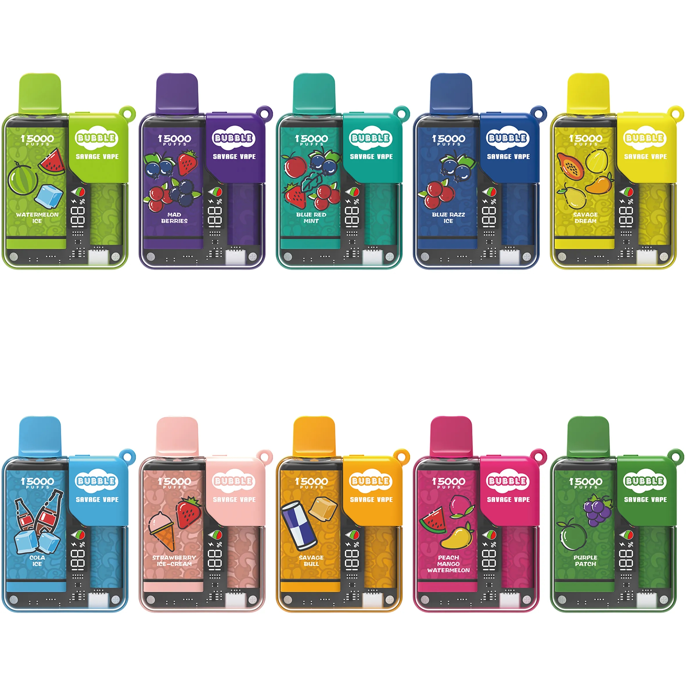 EU USA Warehouse Original Savage Bubble 15000 Puff 15k Poco Vape Disposable 28ml factory vapes china Child Lock Built-in Smart Display 650mAh Rechargeable Battery Mesh Coil 12k -Ecloudvaping