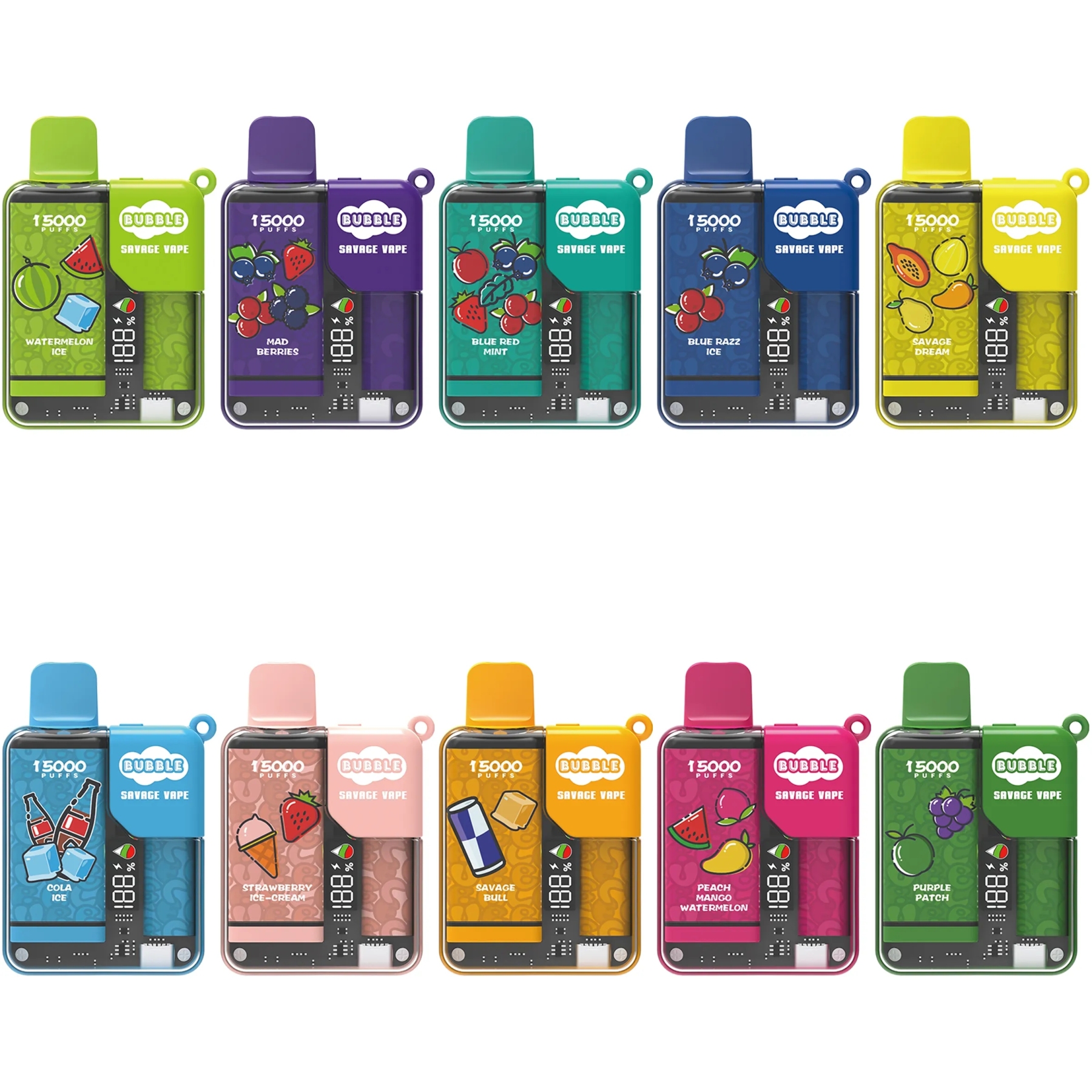 EU USA Warehouse Original Savage Bubble 15000 Puff 15k Poco Vape Disposable 28ml factory vapes china Child Lock Built-in Smart Display 650mAh Rechargeable Battery Mesh Coil 12k -Ecloudvaping