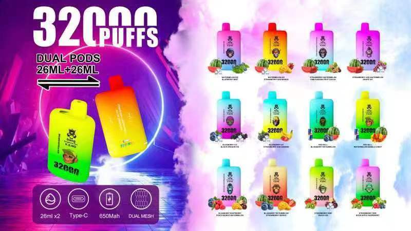 Bang King 32000 Puff Dual Pods Dual Mesh Double Flavors Pods Disposable empty mini Electronic Cigarette 