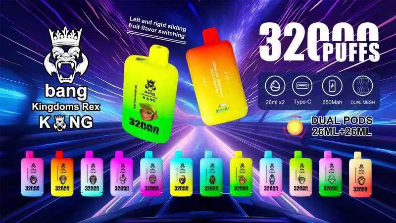 Bang King 32000 Puff Dual Pods Dual Mesh Double Flavors Pods Disposable empty mini Electronic Cigarette 