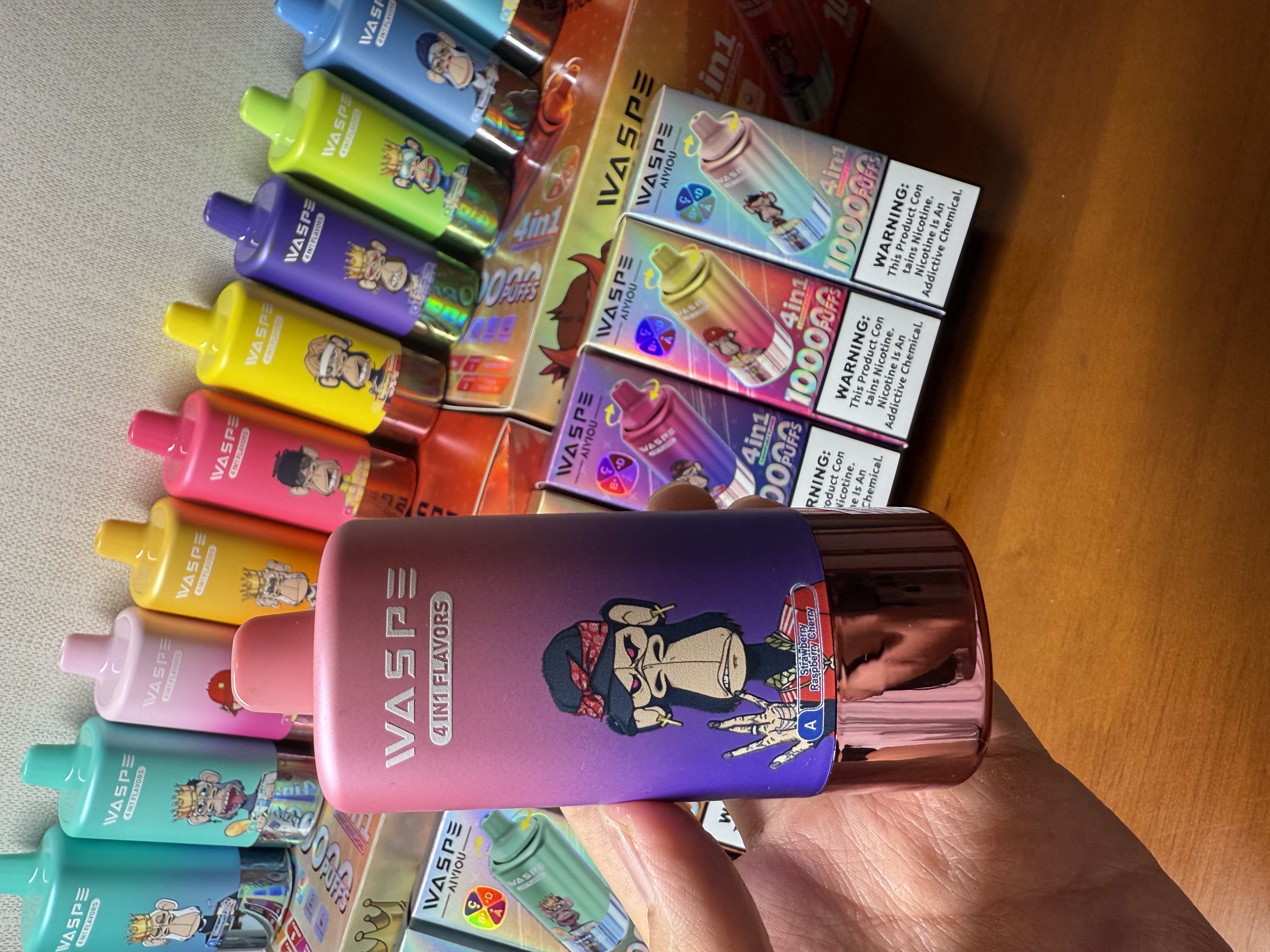 Waspe 100000 Puffs Quadruple Flavors 4 in 1 Tornado Vaper 100K 60K E Cigarette Wholesale Rechargeable Vapor EU Warehouse Spain