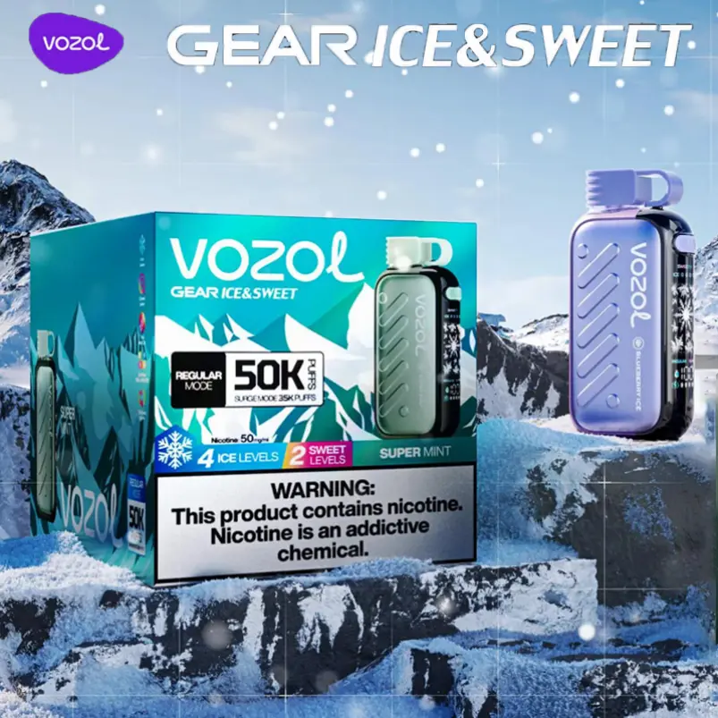Vozol Gear Ice&Sweet 50mg/ml-50000 Puffs Disposable vape 5% NIC Full Screen Rechargeable Disposable E Vape