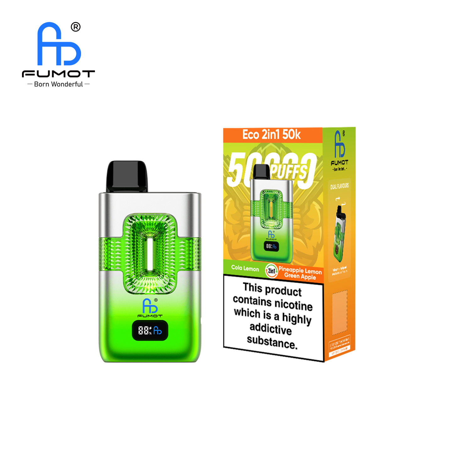 [Copy]Fumot RandM ECO 2in1 50000 Puffs Smart Digital Display Original Factory Power Display Randm 50K Vape Fast Shipping