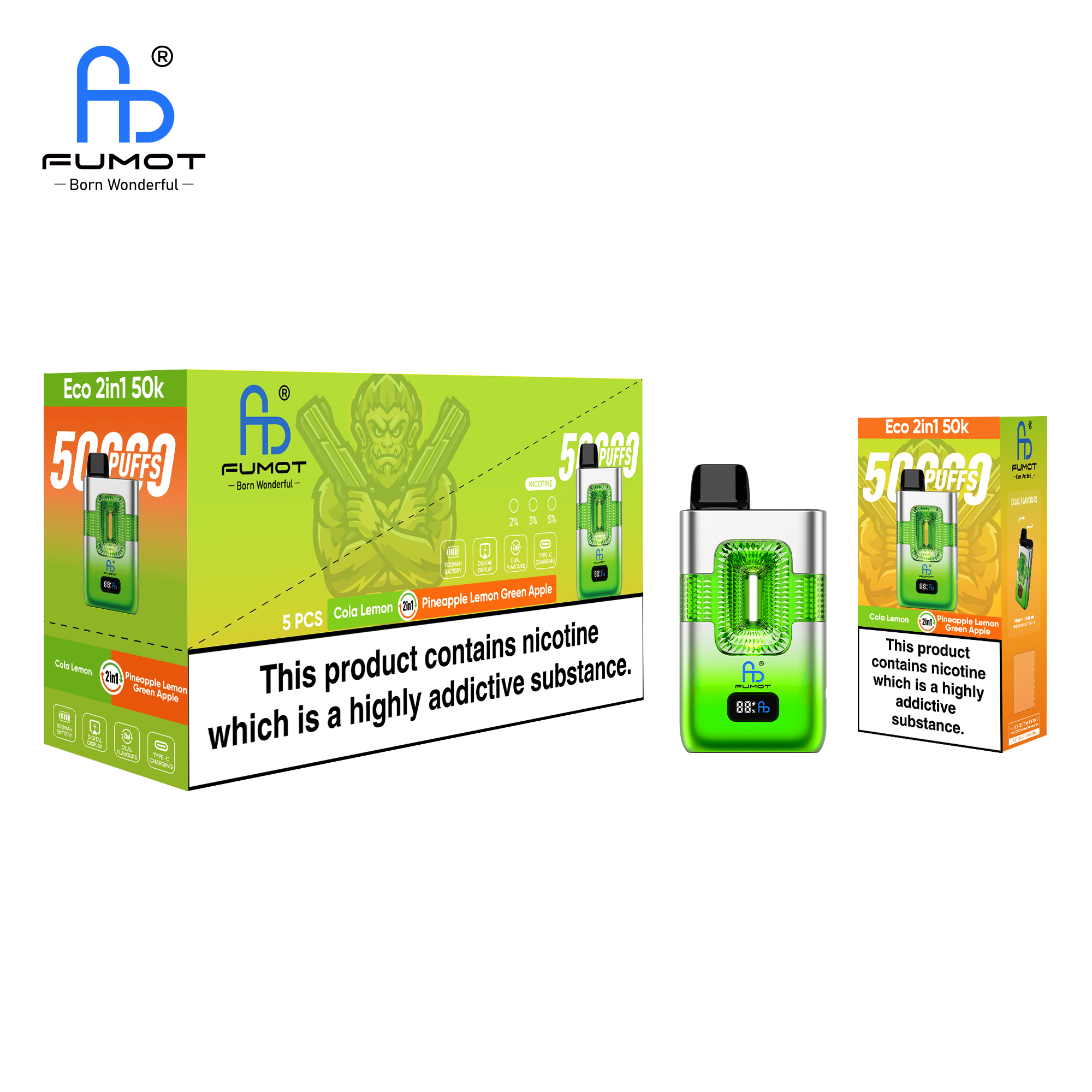 [Copy]Fumot RandM ECO 2in1 50000 Puffs Smart Digital Display Original Factory Power Display Randm 50K Vape Fast Shipping