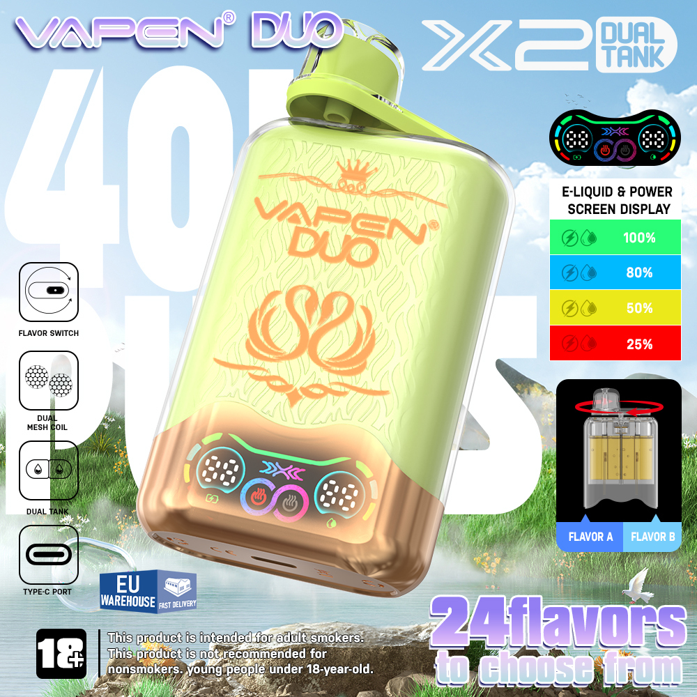 Vapen Duo 40K Puff 2in1 Switch Double 40000 Flavors Disposable Electronic Cigarette Wholesale I Vape Pen
