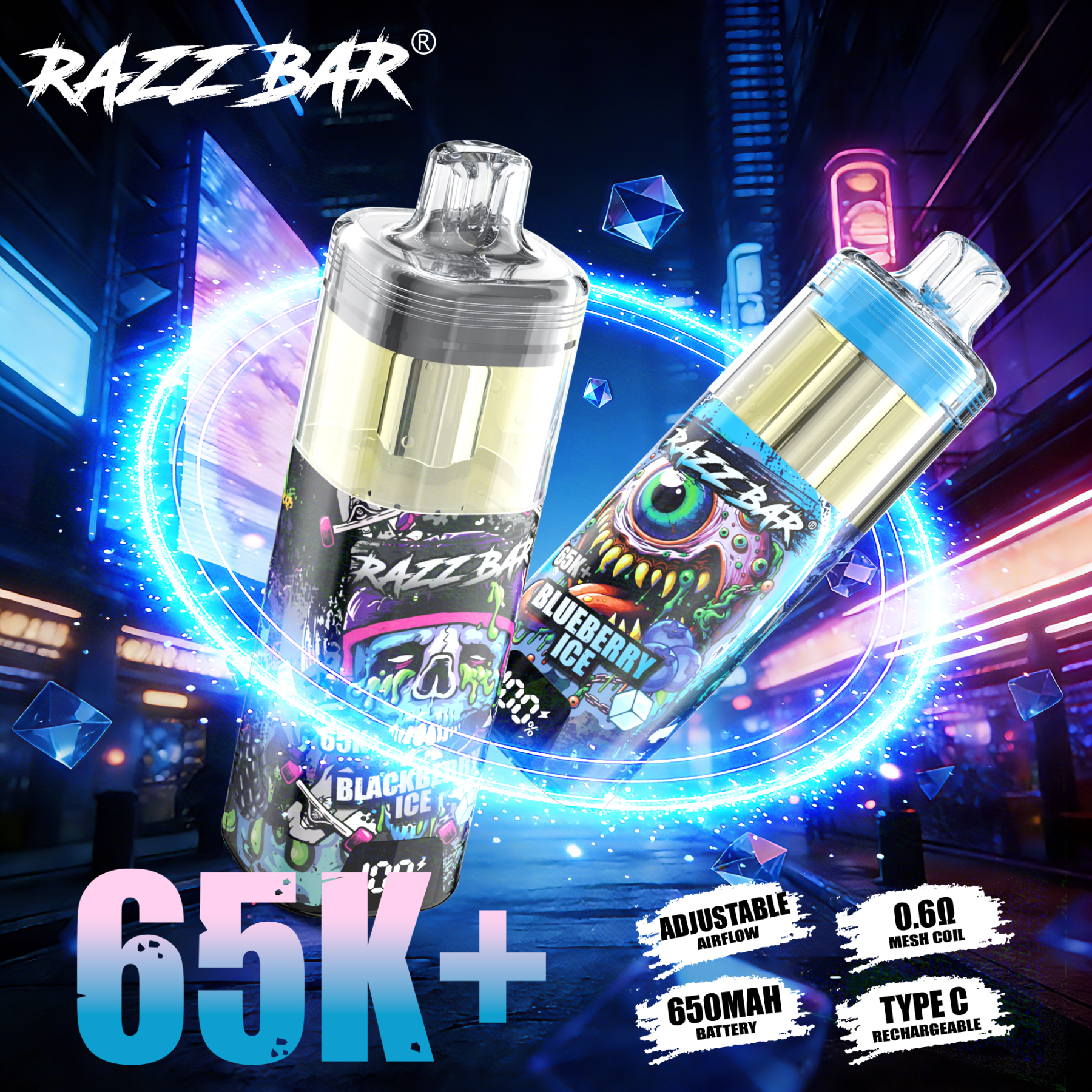 EU Wholesale Vape Pen E Cigarette Razz Bar 65k Puffs Vape Disposable E Cigarette Wape RazzBar Vaper