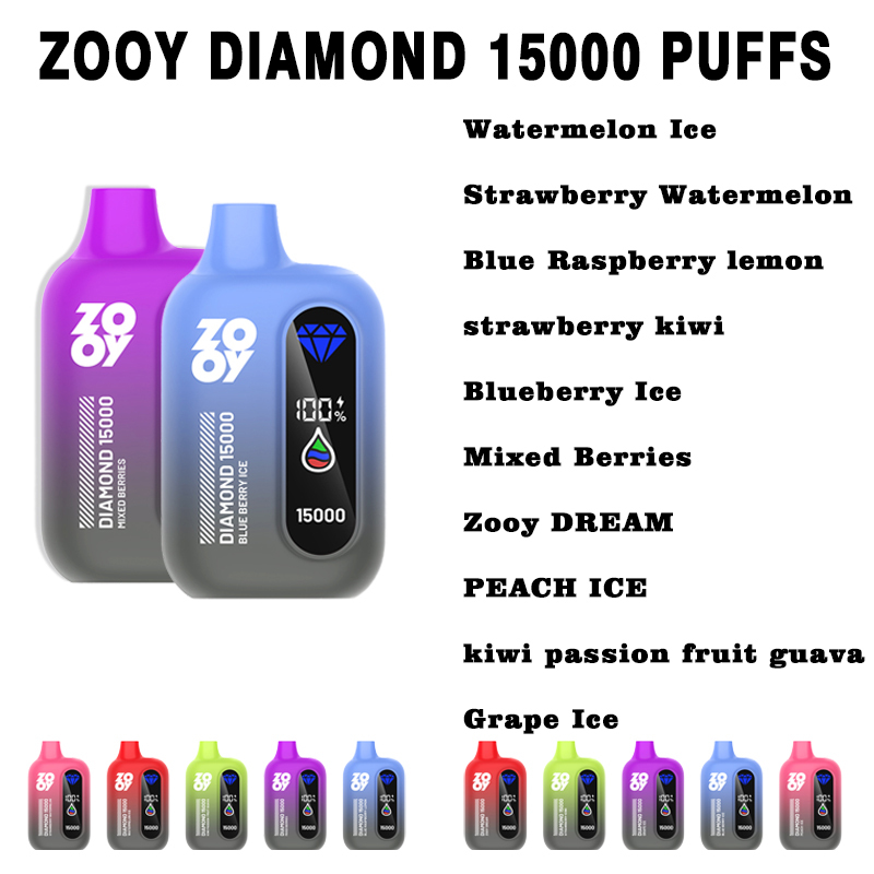 EU Warehouse Zooy Diamond 15000 Puffs Nic Disposable E Cigarettes Vapes 15000 Atomizer Vape E-Liquid Puff Bar E Hookah Vapes Masking