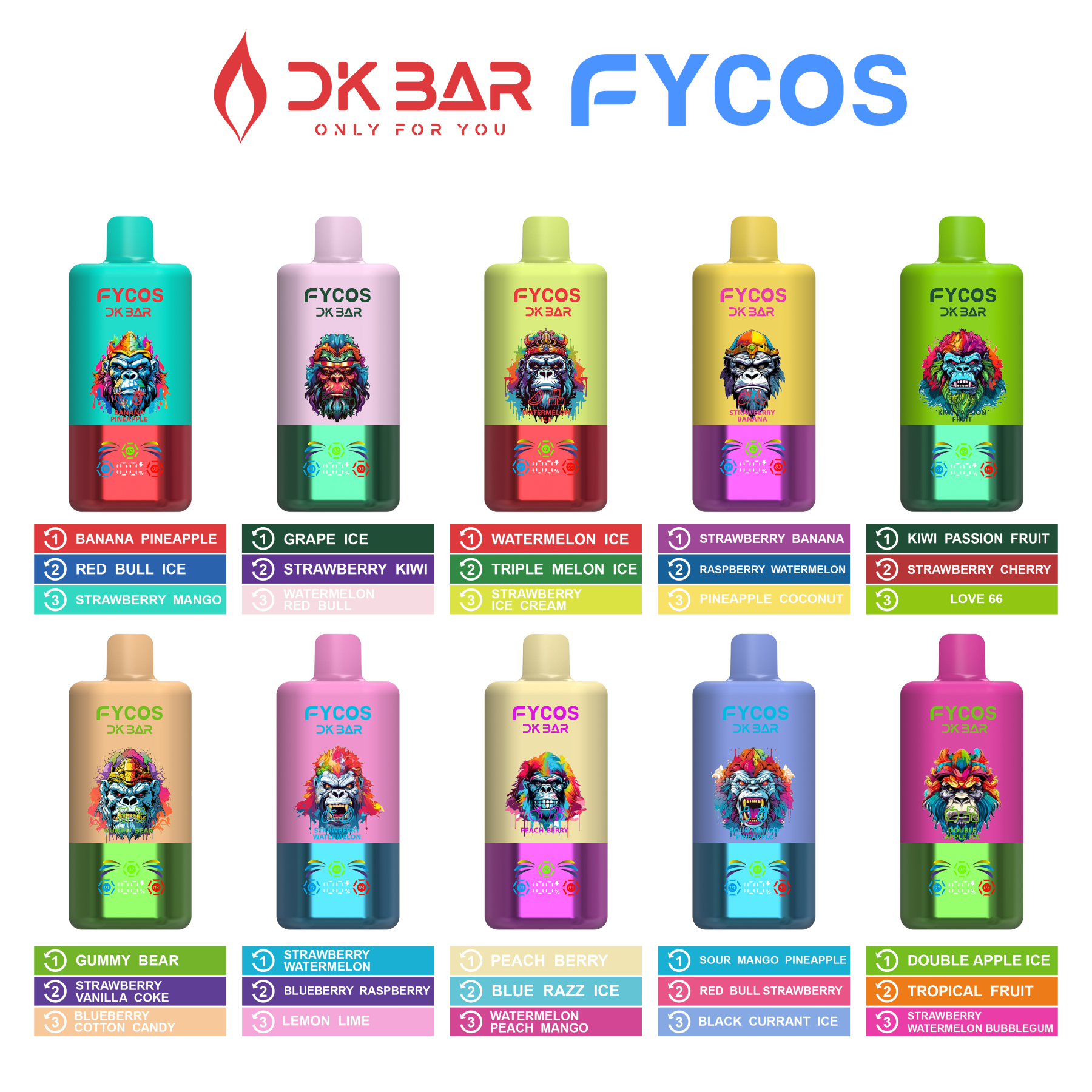 Fycos Disposable Electronic Cigarette Wholesale 3 in 1 60000 Puff Vape EU Warehouse Puff Tornado E Triple Flavor Adjust Airflow Ra Bar 60K Puff Ecigs