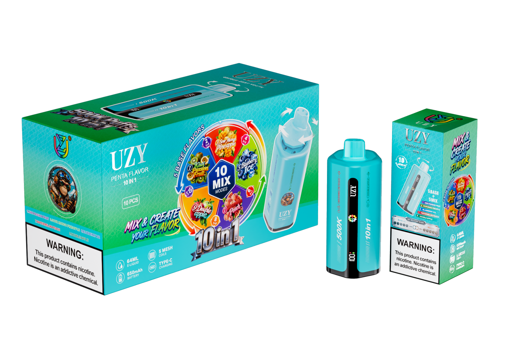 UZY PENTA 500000 Puff 10IN1 Puffs 500K