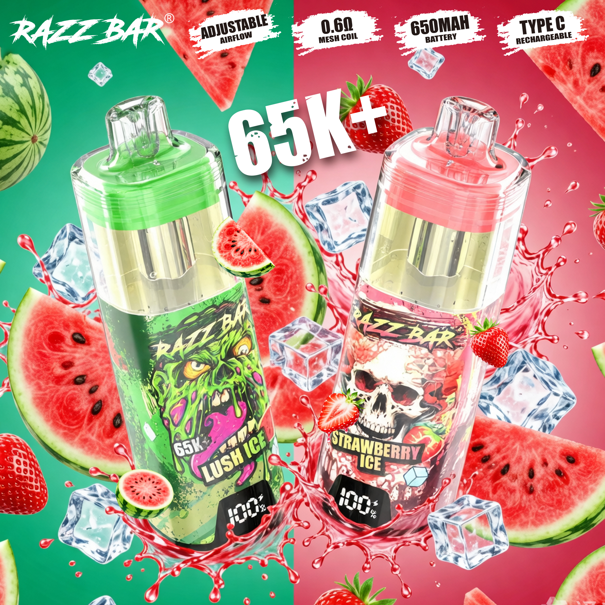 EU Wholesale Vape Pen E Cigarette Razz Bar 65k Puffs Vape Disposable E Cigarette Wape RazzBar Vaper