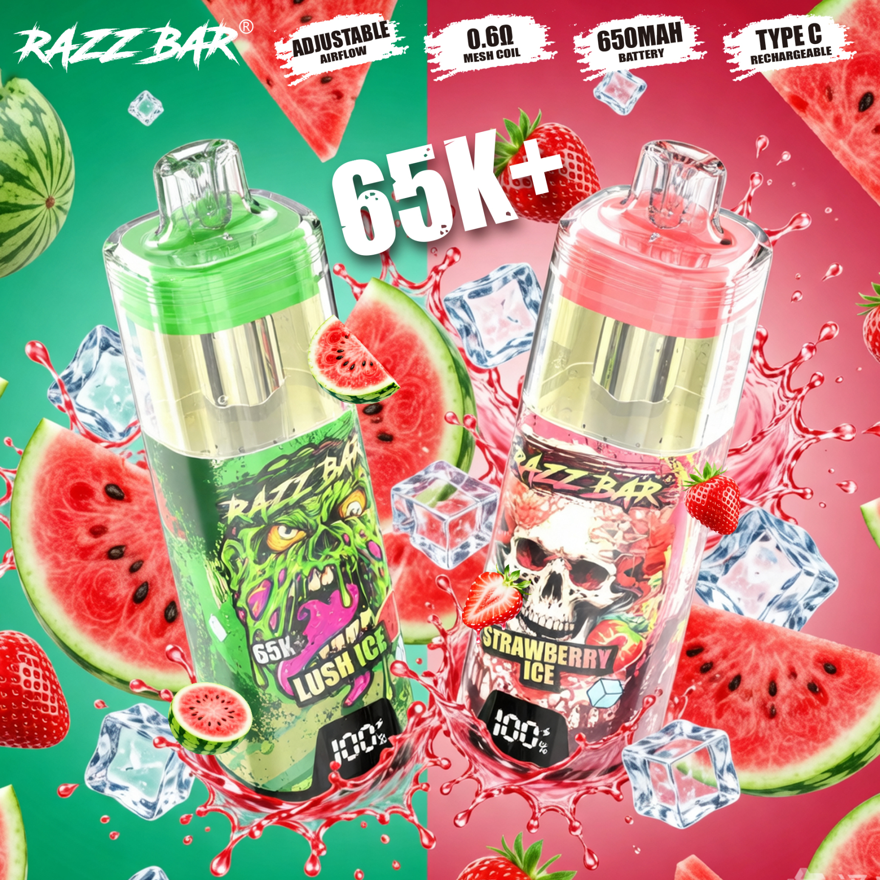 EU Wholesale Vape Pen E Cigarette Razz Bar 65k Puffs Vape Disposable E Cigarette Wape RazzBar Vaper