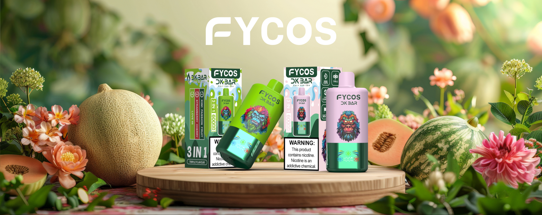 Fycos Disposable Electronic Cigarette Wholesale 3 in 1 60000 Puff Vape EU Warehouse Puff Tornado E Triple Flavor Adjust Airflow Ra Bar 60K Puff Ecigs