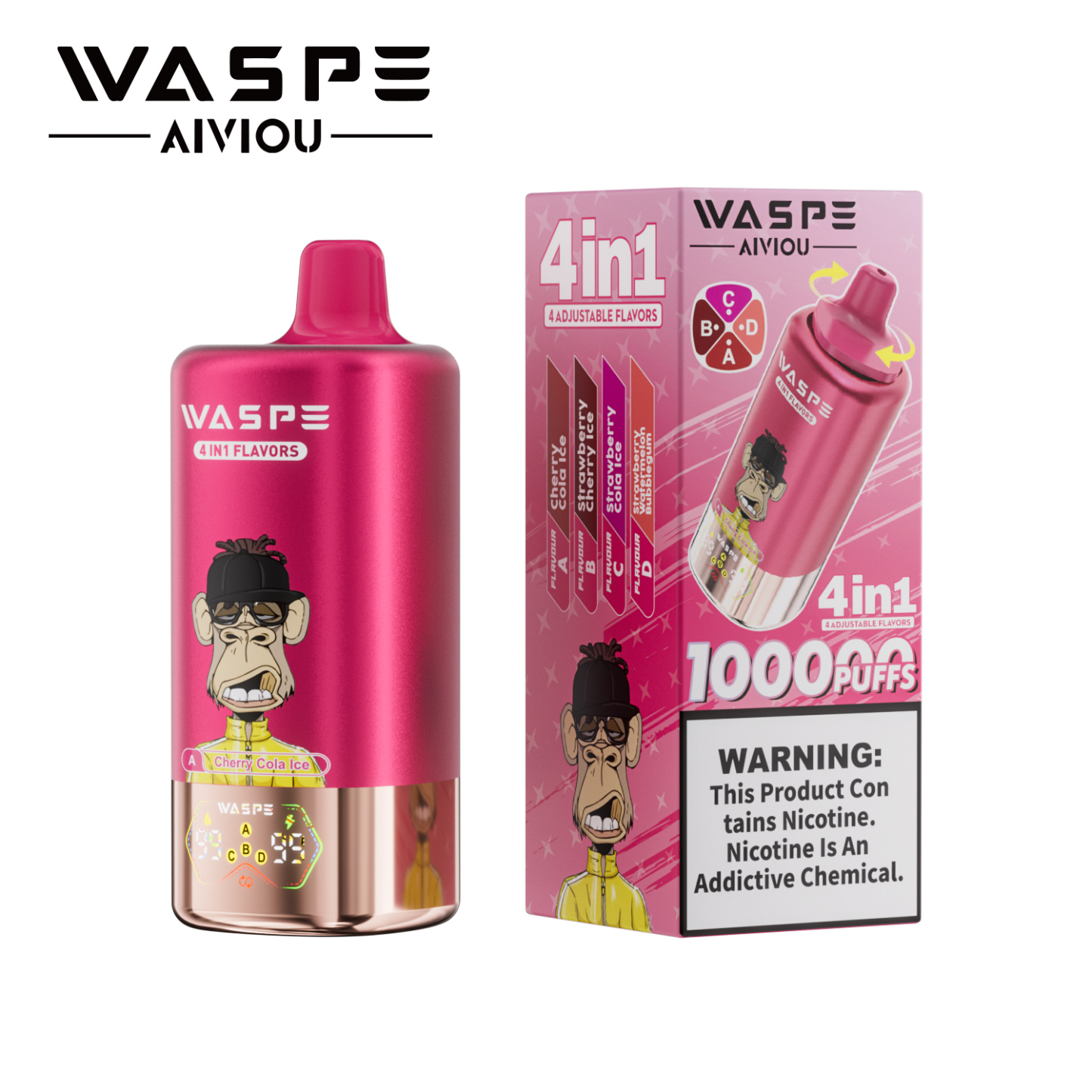 Waspe 100000 Puffs Quadruple Flavors 4 in 1 Tornado Vaper 100K 60K E Cigarette Wholesale Rechargeable Vapor EU Warehouse Spain