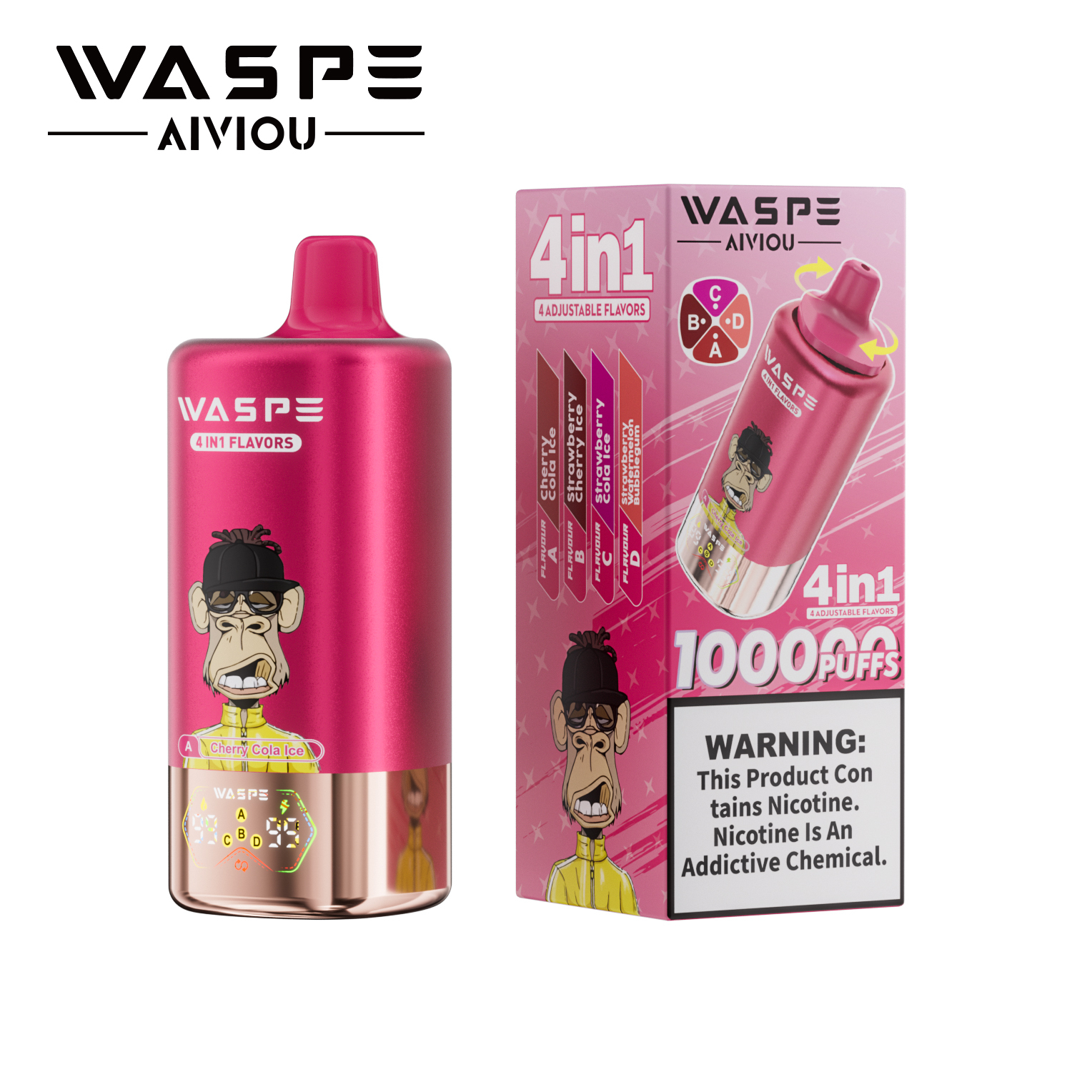 Waspe 100000 Puffs Quadruple Flavors 4 in 1 Tornado Vaper 100K 60K E Cigarette Wholesale Rechargeable Vapor EU Warehouse Spain