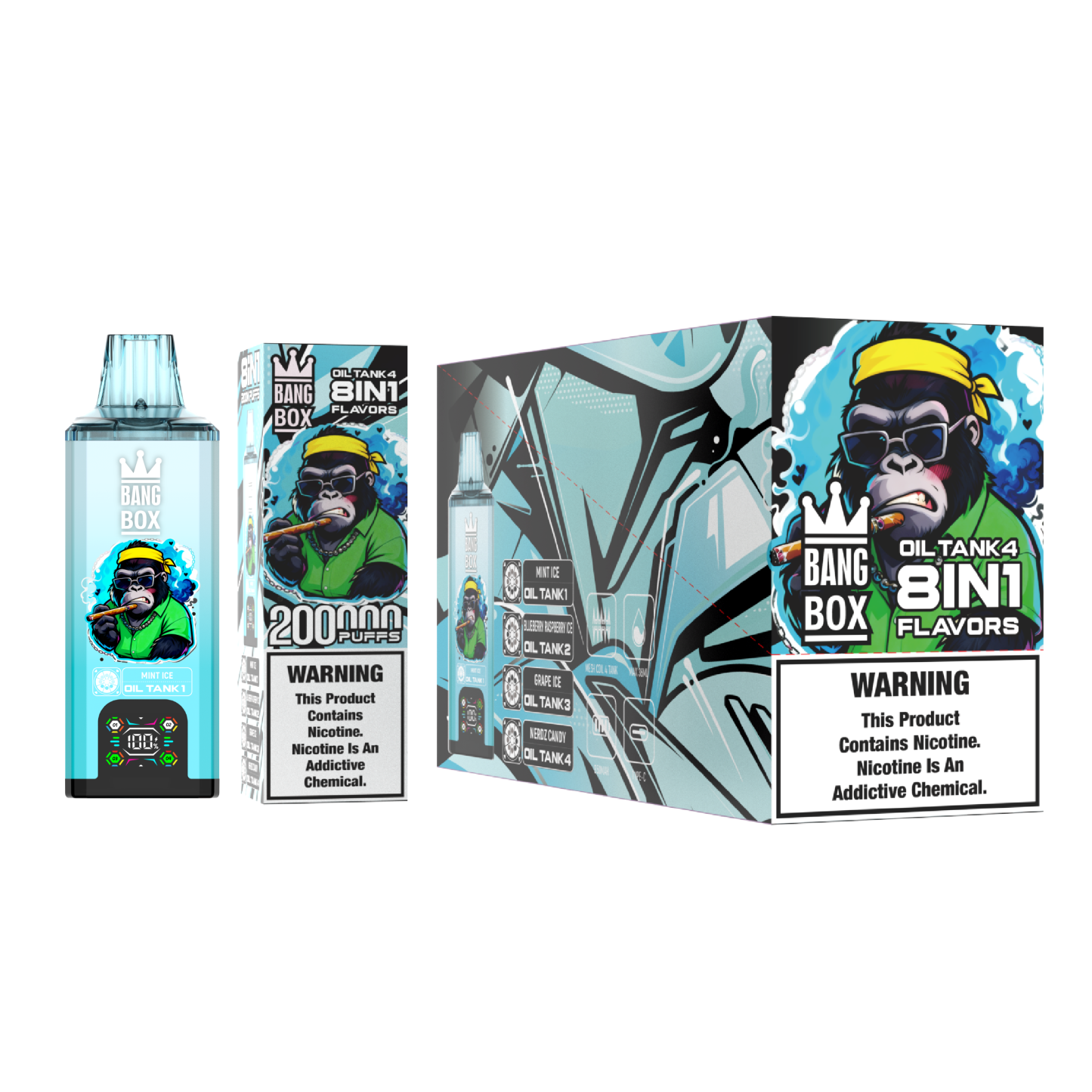 Bang box 200K Puffs 200000 Vaper 8in1 E Cigarettes Vape Pen Tornado 150K Bang 80K 100K 120K 200000 Puffs Bottle Disposable Vape Puffs EU Bang Vape