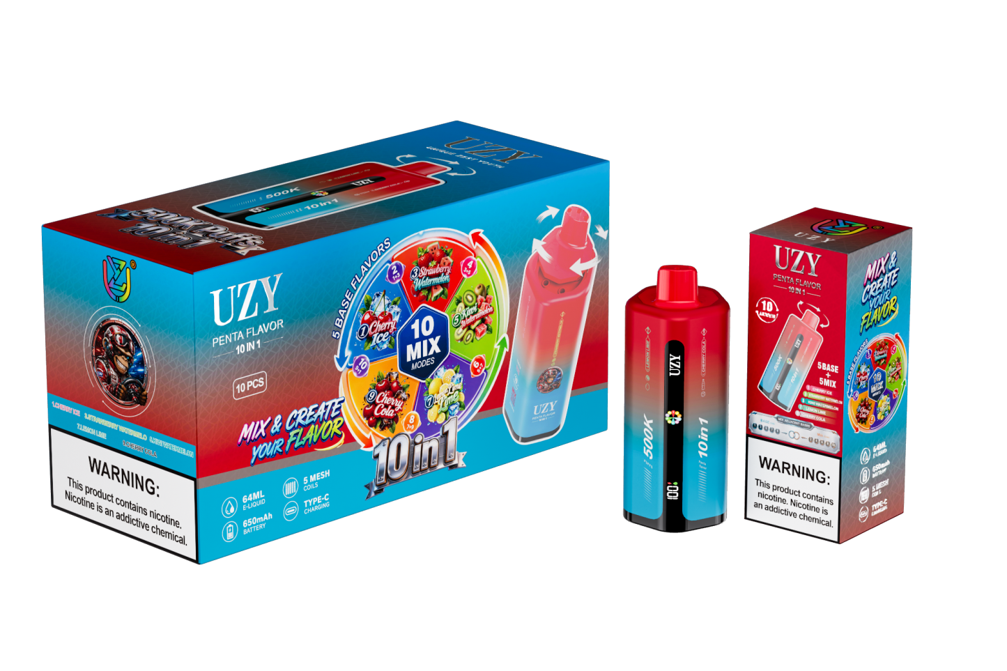 UZY PENTA 500000 Puff 10IN1 Puffs 500K