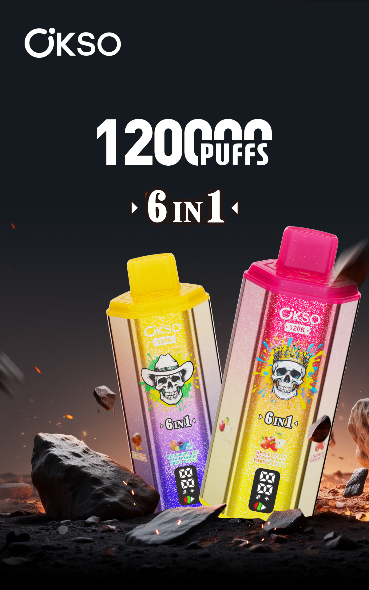 Elfbox Okso 6in1 120K Vape Blue Berry Ice Fs120000 Display  Crystal Twin Vape 120000 E Sigaret Vape