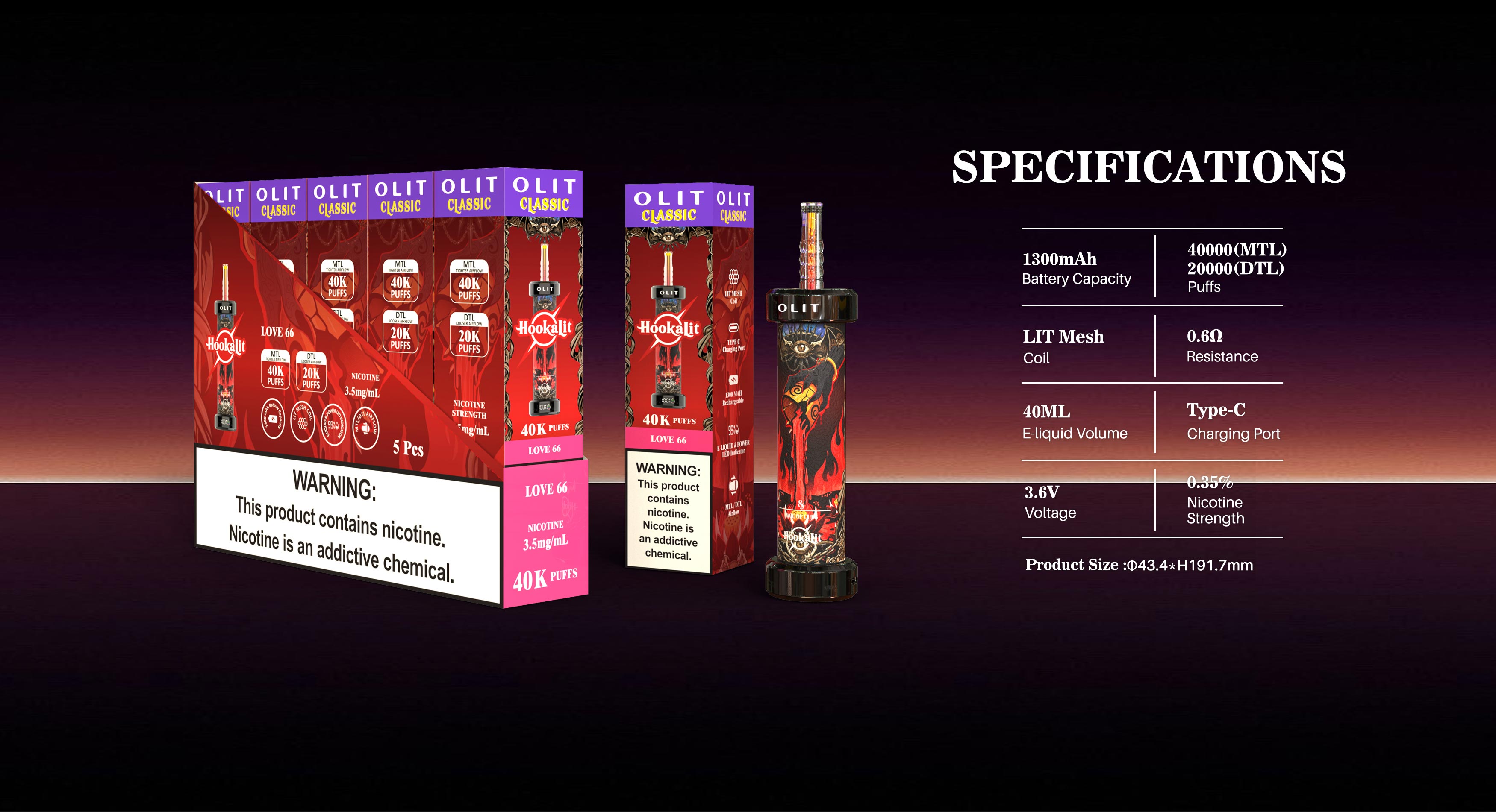 Olit HOOKALIT 40K Disposable Vape