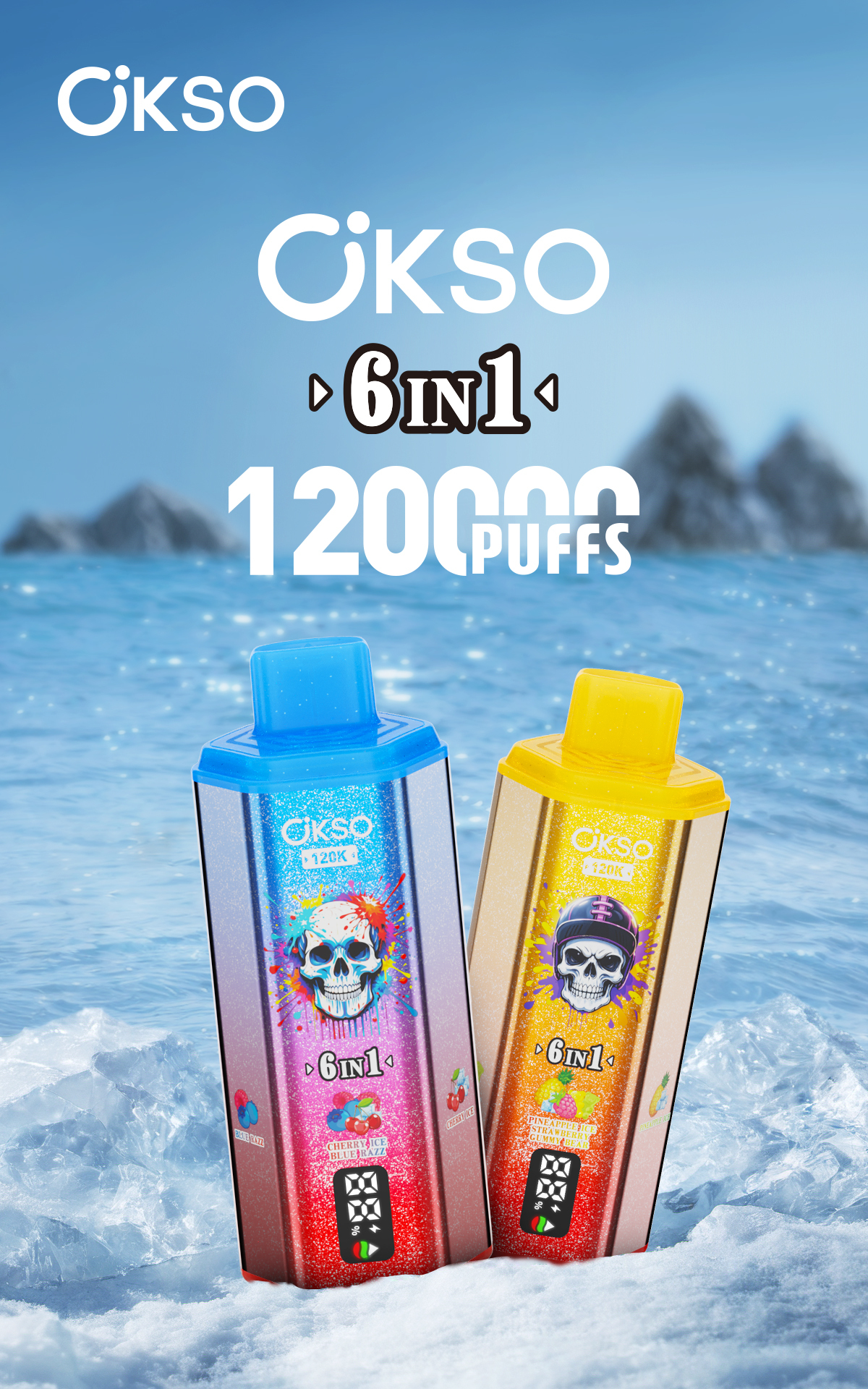 Elfbox Okso 6in1 120K Vape Blue Berry Ice Fs120000 Display  Crystal Twin Vape 120000 E Sigaret Vape