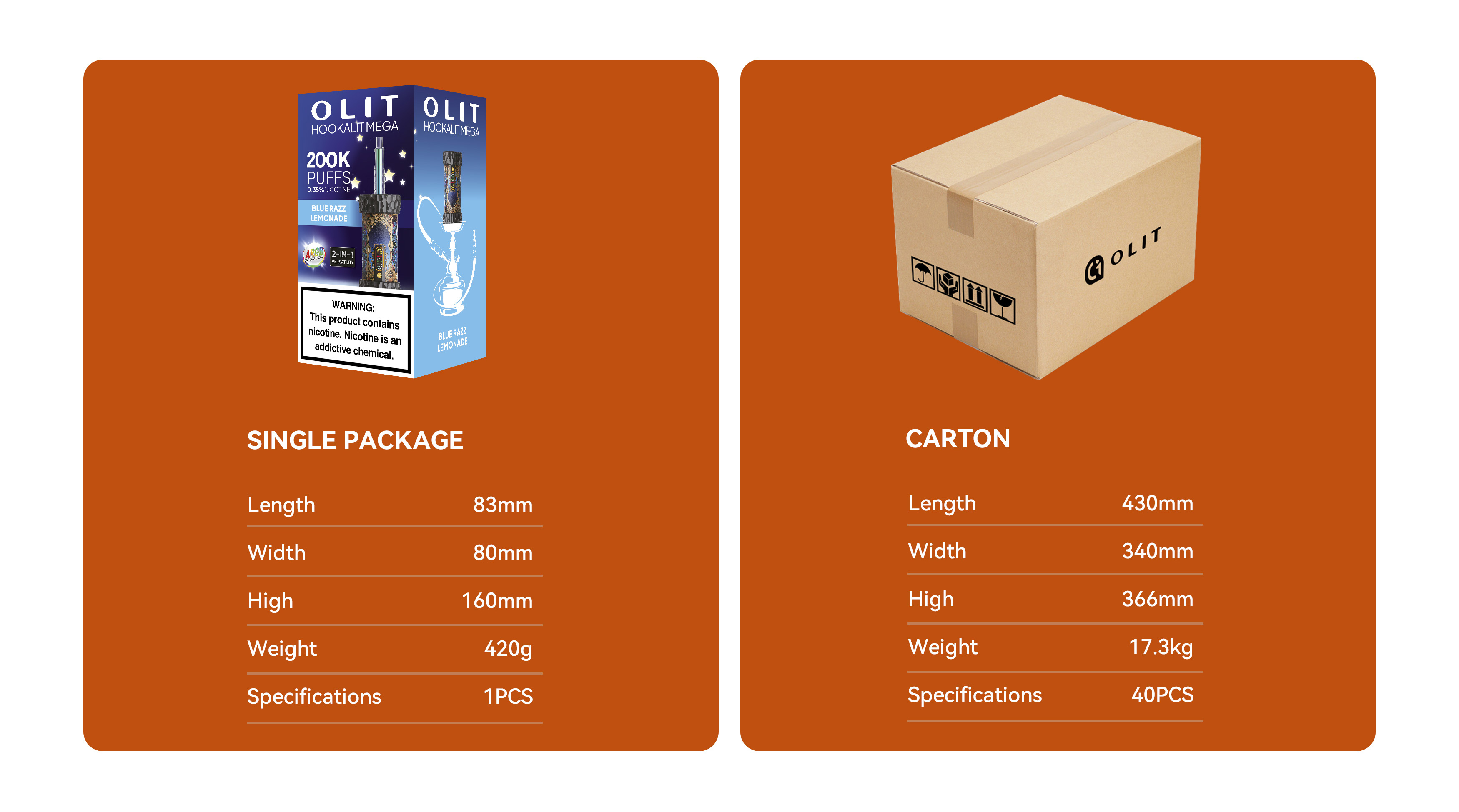 Olit HOOKALIT Mega 200K Puffs Vape