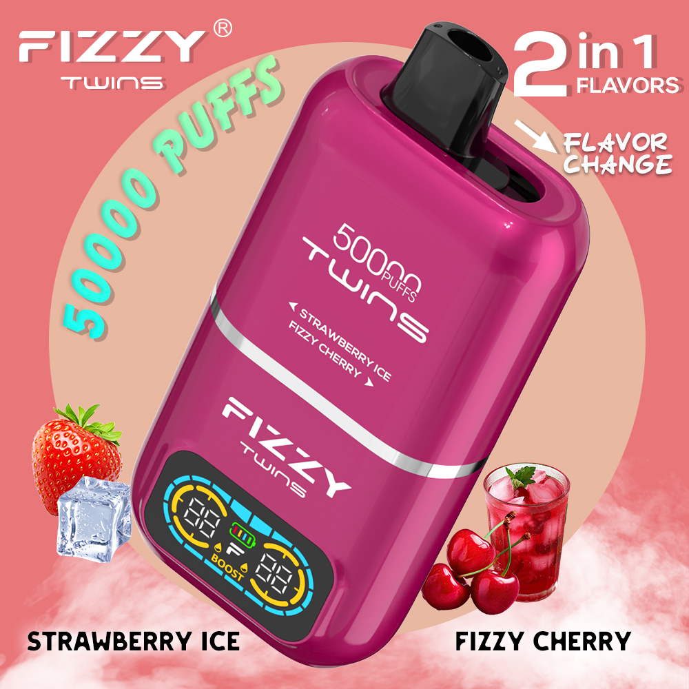 Fizzy Twins 50000 Puffs Bar 50ml E Liquid Big Vapor 50K Double Flavors Disposable Vape Pen Wholesale E-Cigarette