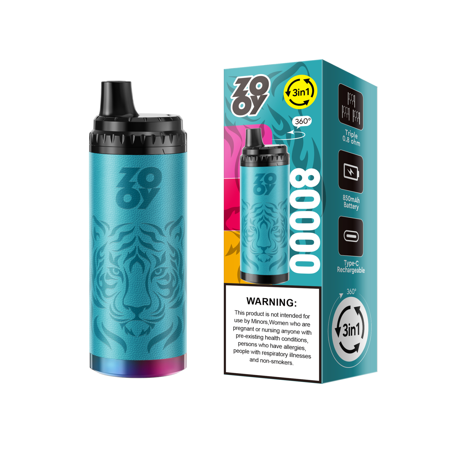 EU Spain Wrehouse Wholesale Zooy Triple Flavors 3in 1 80000 Puffs Vaper 70K Puff Disposable Vape Pen Electronic Cigarettes 50000 60000 Puffs EU Vaper