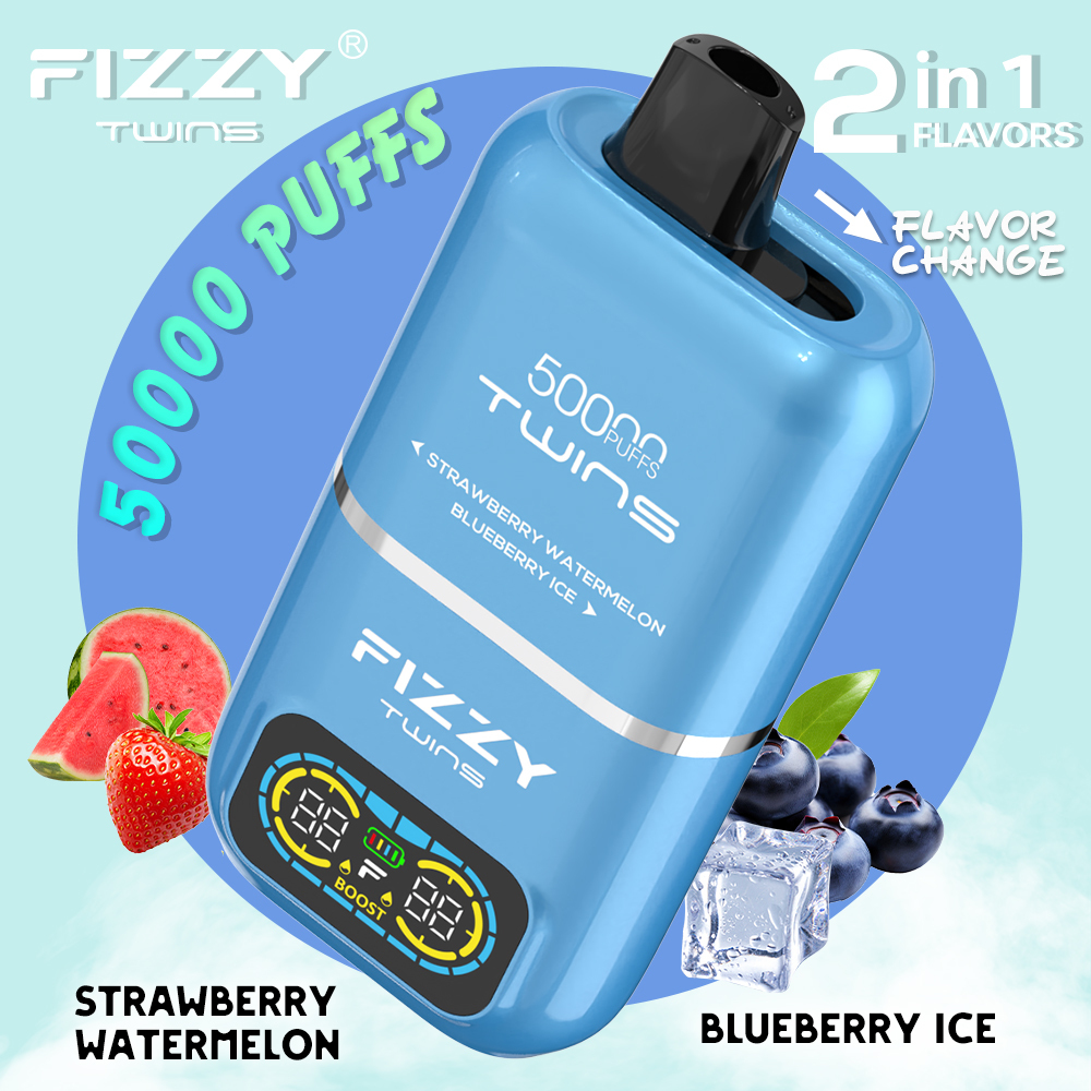 Fizzy Twins 50000 Puffs Bar 50ml E Liquid Big Vapor 50K Double Flavors Disposable Vape Pen Wholesale E-Cigarette