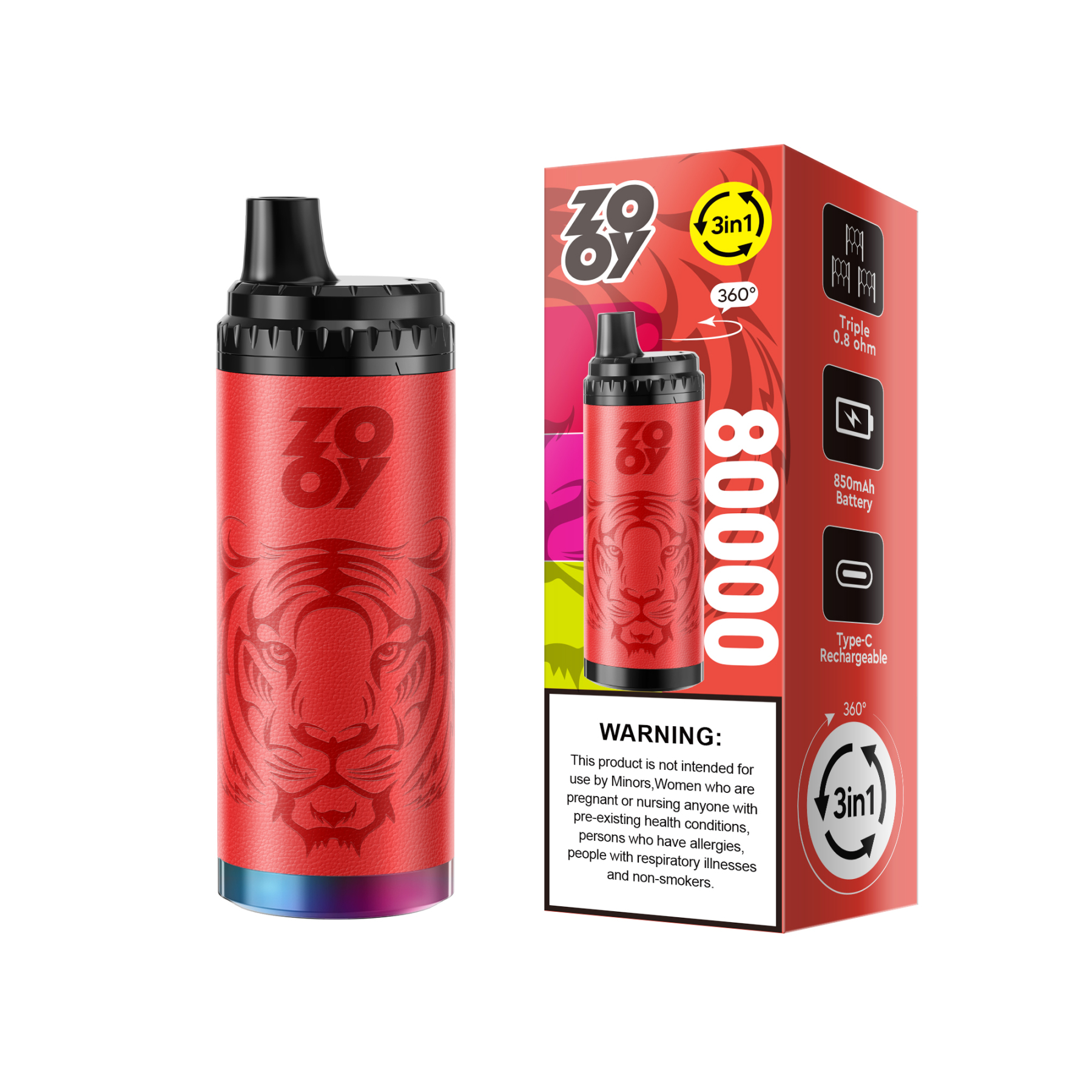 EU Spain Wrehouse Wholesale Zooy Triple Flavors 3in 1 80000 Puffs Vaper 70K Puff Disposable Vape Pen Electronic Cigarettes 50000 60000 Puffs EU Vaper